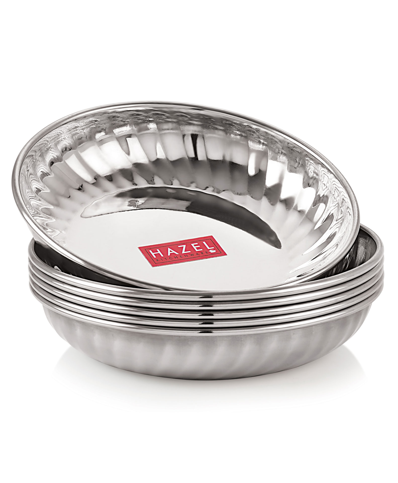 HAZEL Stainless Steel Serving Sweet Dish Dessert Plate - Pack of 6-picture-39