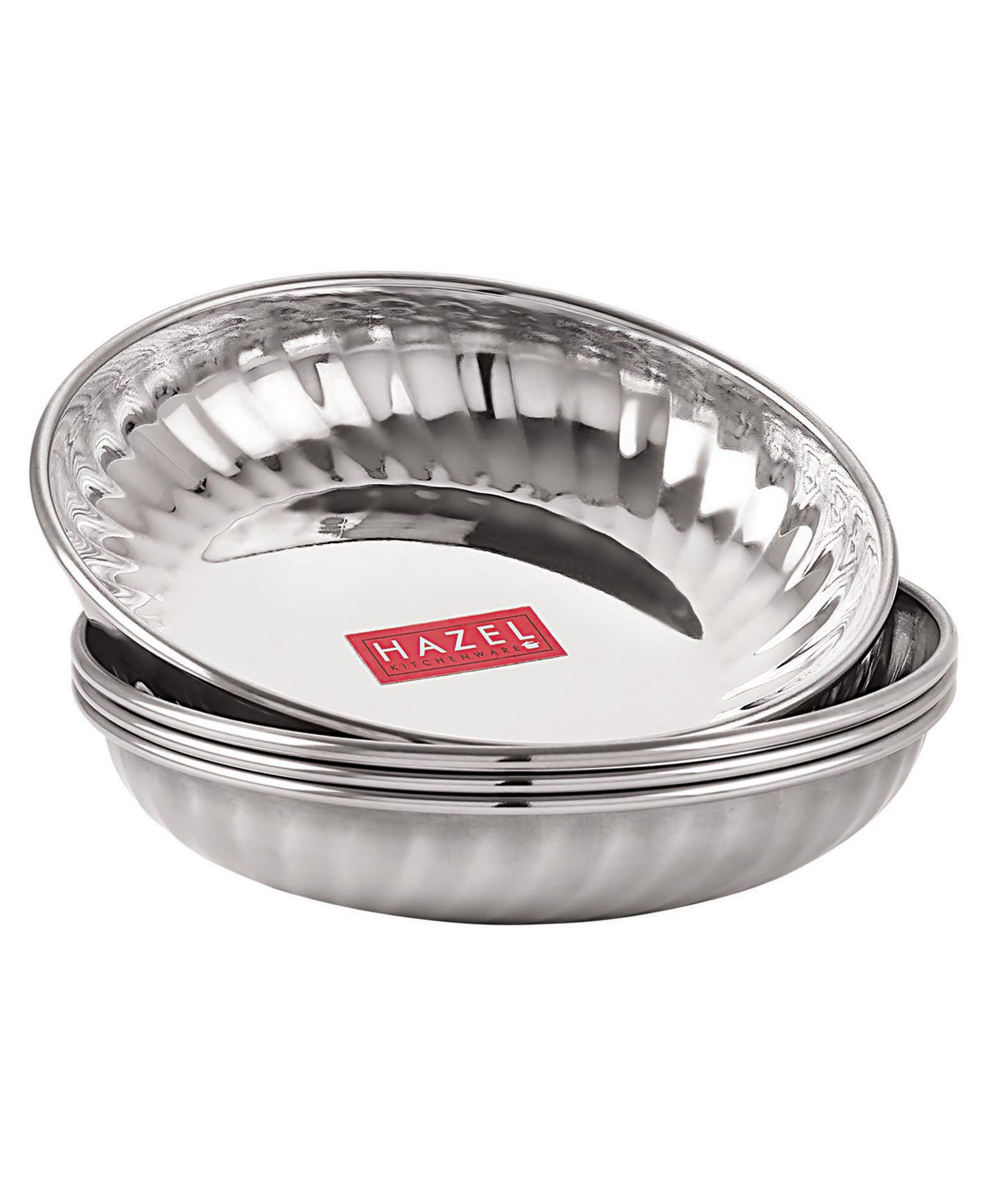 HAZEL Stainless Steel Serving Sweet Dish Dessert Plate Pack of 4 - Silver-picture-25
