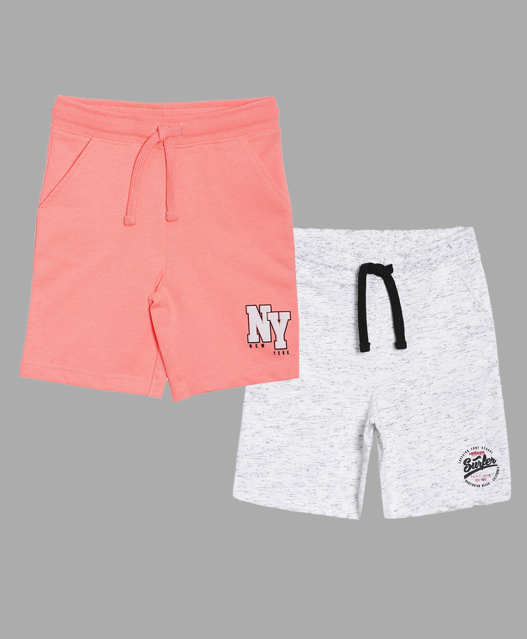 3PIN Pack Of 2 Knee Length Champions Print Shorts - Pink & White-image-28