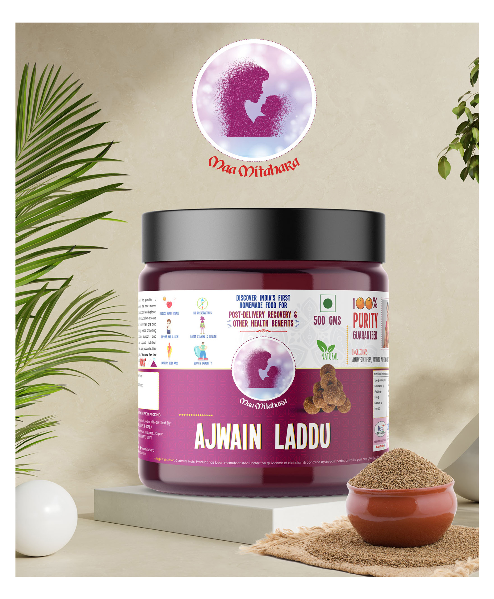 MaaMitahara Ajwain Laddu - 500 gm