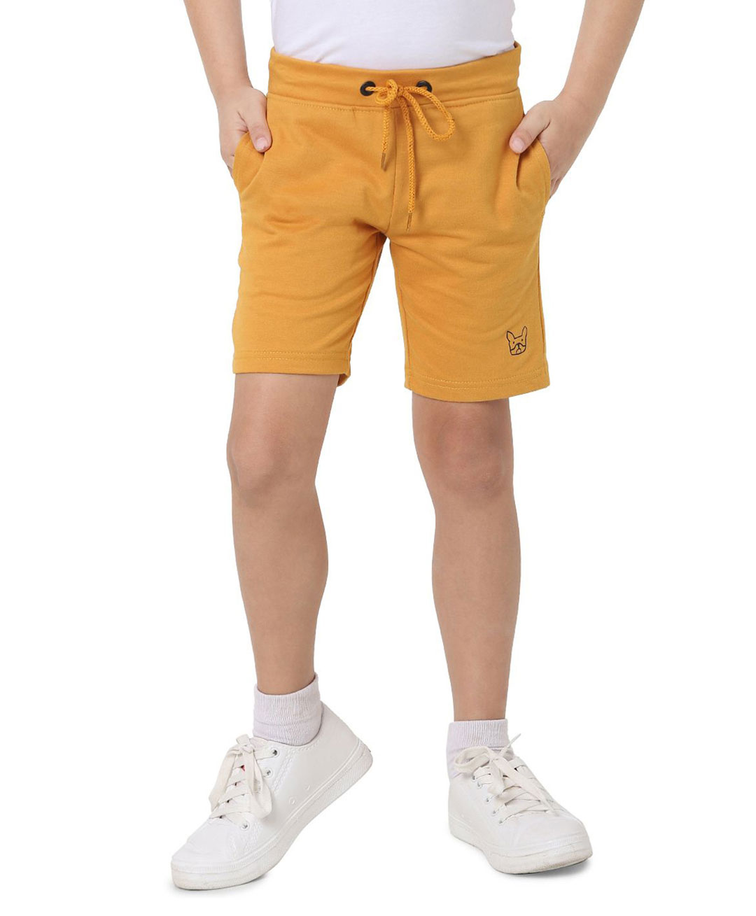 Jack & Jones Junior Cotton Mid Thigh Shorts Placement Print - Orange-picture-15