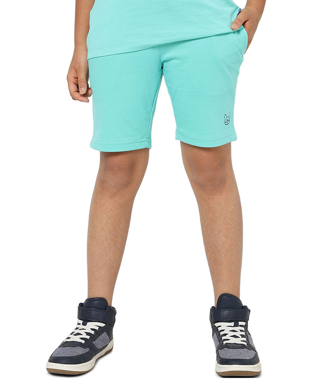 Jack & Jones Junior Cotton Mid Thigh Shorts Placement Print - Turquoise Blue-picture-29