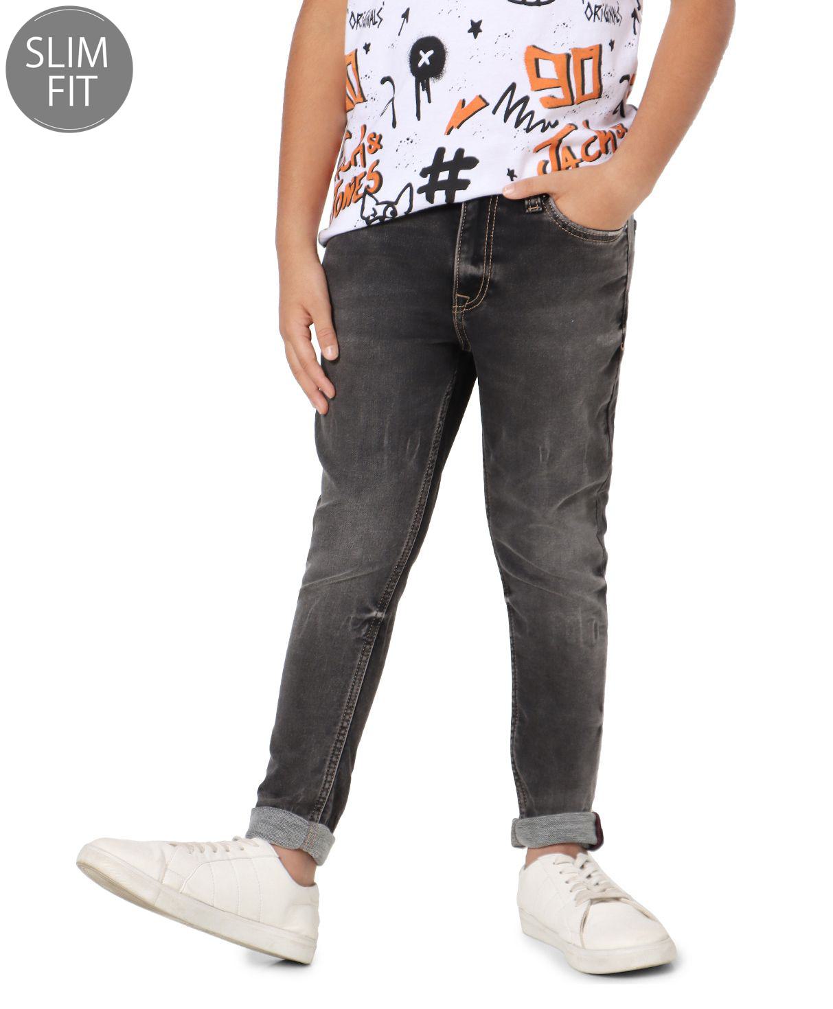 JACK & JONES JUNIOR Solid Full Length Denim Jeans - Grey-picture-11