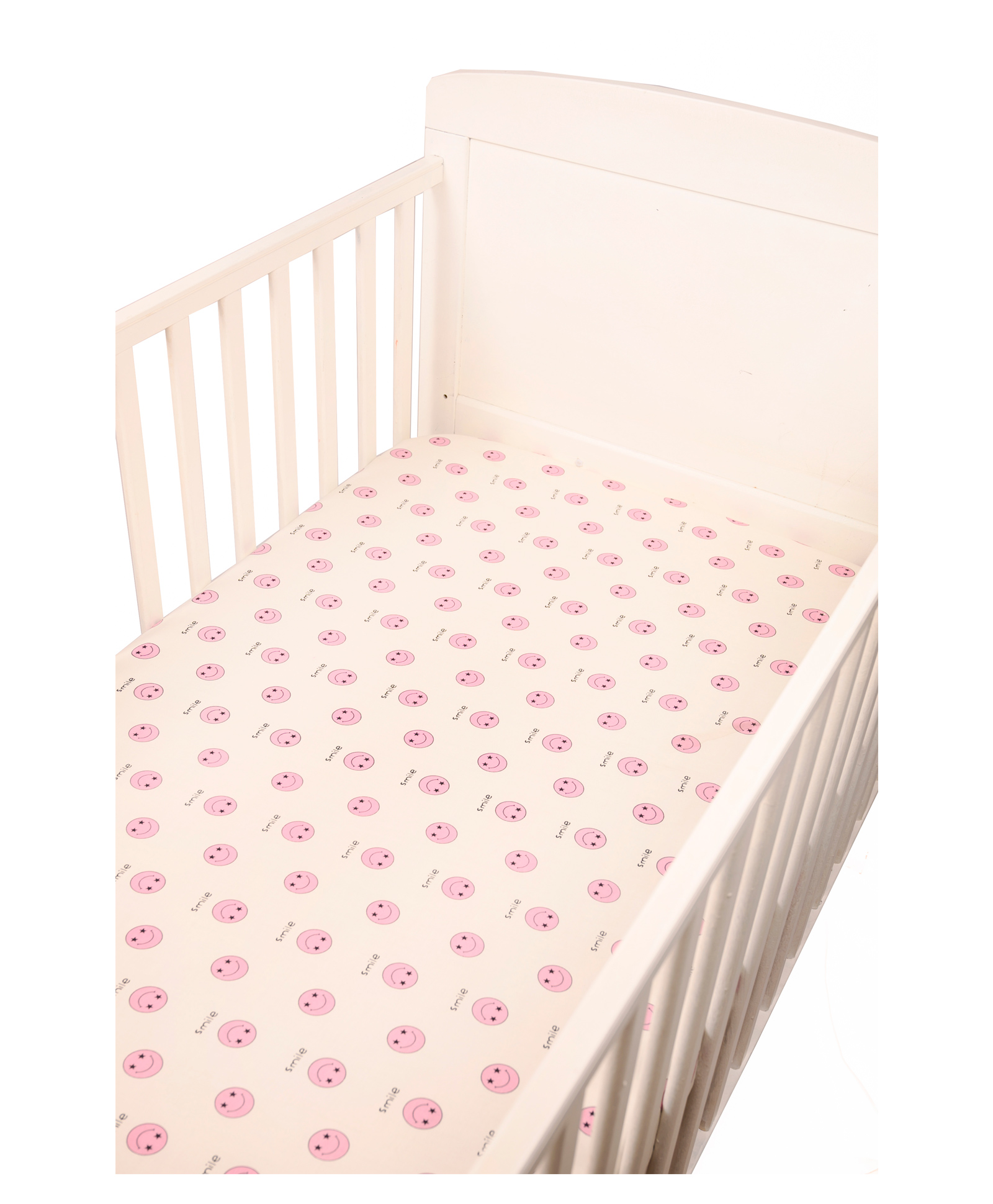 Blooming Buds Fitted Crib Sheet Smiley Print - Off White Pink-image-46