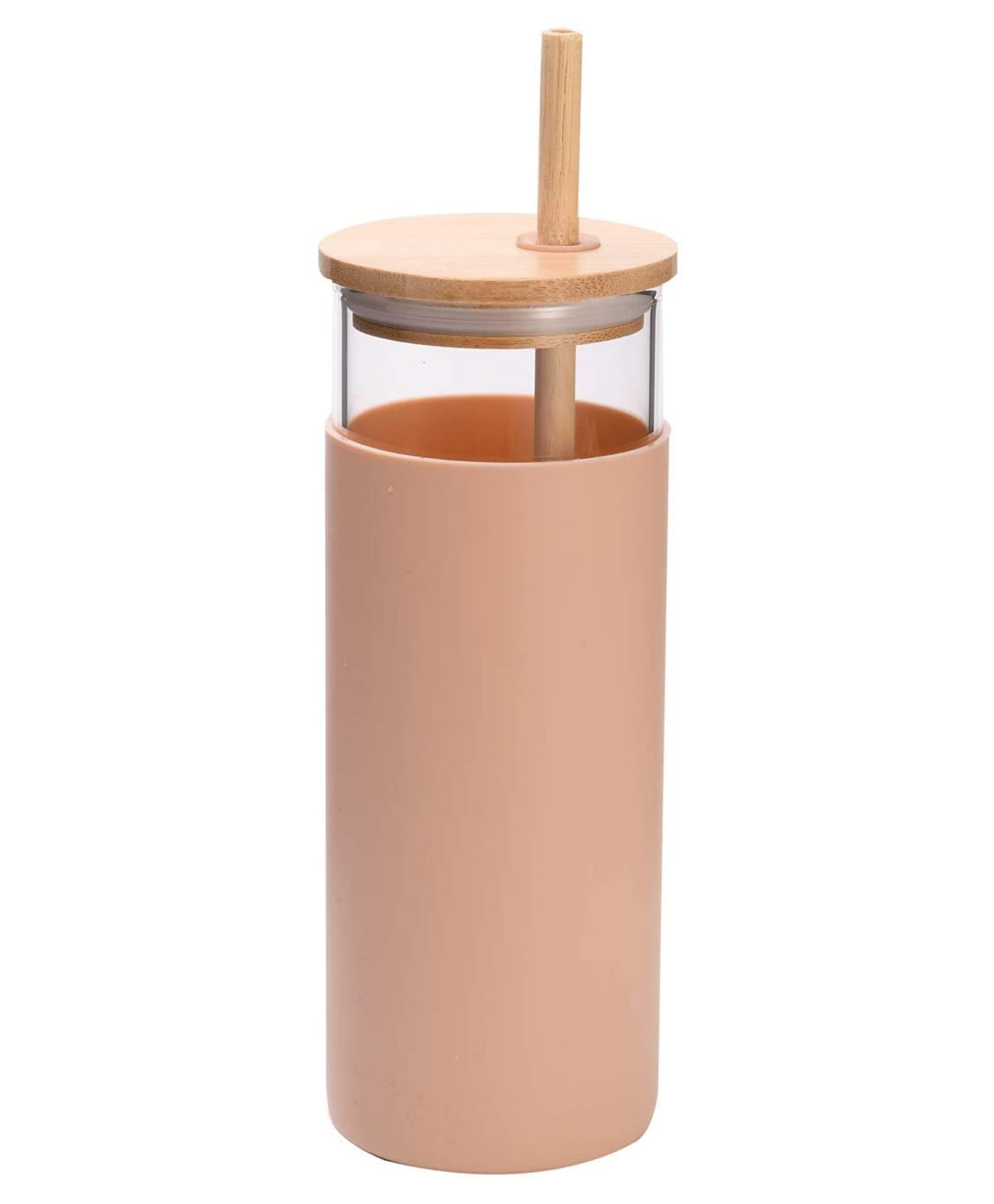 KolorFish Glass Tumbler With Straw & Removable Silicone Bamboo Lid Pink - 500 ml-picture-14
