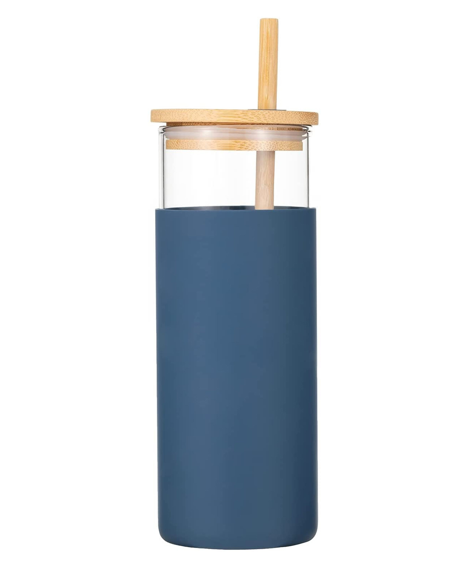 KolorFish Glass Tumbler With Straw & Removable Silicone Bamboo Lid Blue - 500 ml-picture-26