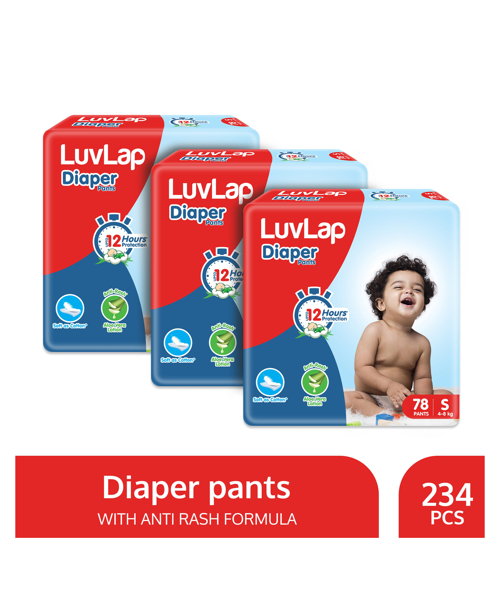 luvlap Luv Lap Diaper Pants Super Jumbo Pack of 3 Small Size - 234 Pieces-picture-0