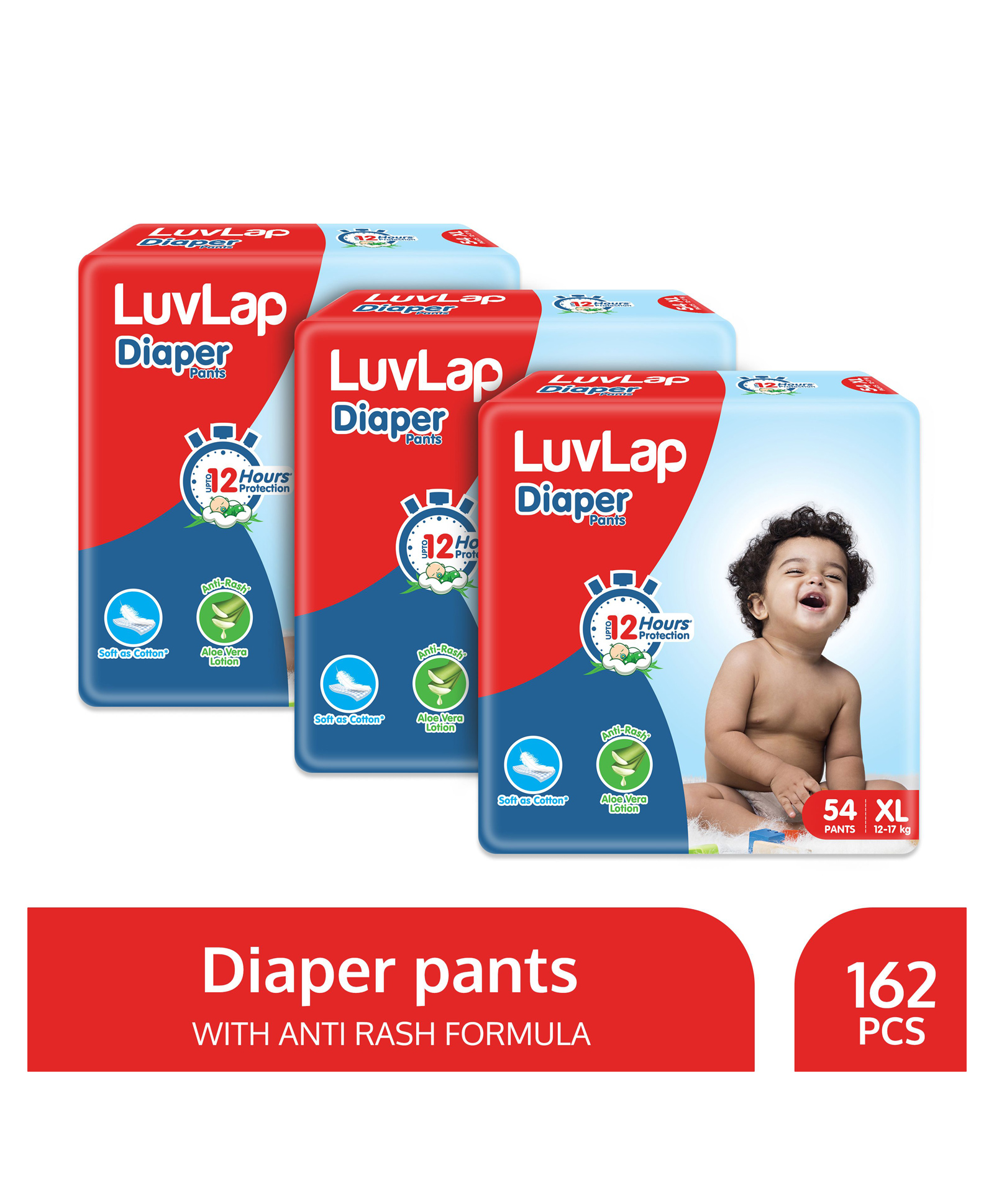 luvlap Luv Lap Diaper Pants XL Super Jumbo Pack of 3 - 162 Pieces-picture-47