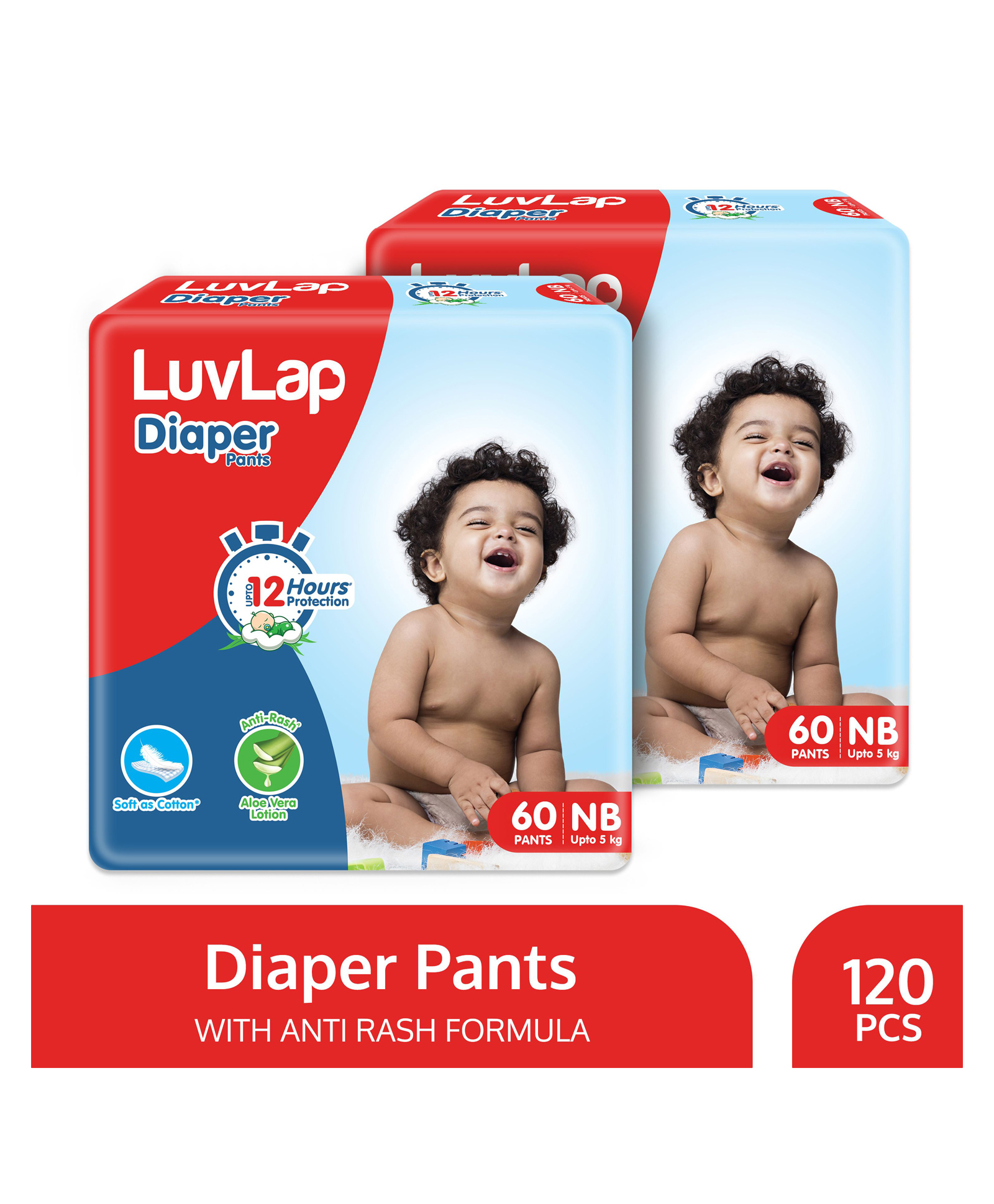 LuvLap Diaper Pants with Aloe Vera Lotion New Born (NB) Pack of 2 - 60 Pieces Each-picture-46