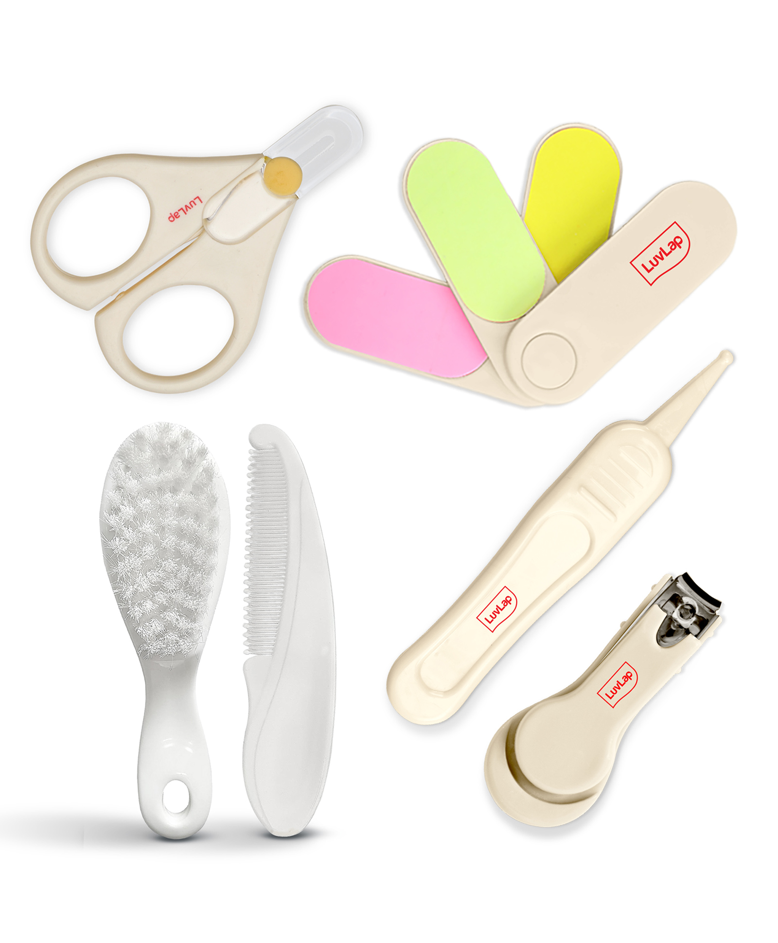 luvlap Luv Lap 4 Piece Nail Grooming Set and Elegant Baby Comb & Brush Set with Soft Bristles - White-picture-15