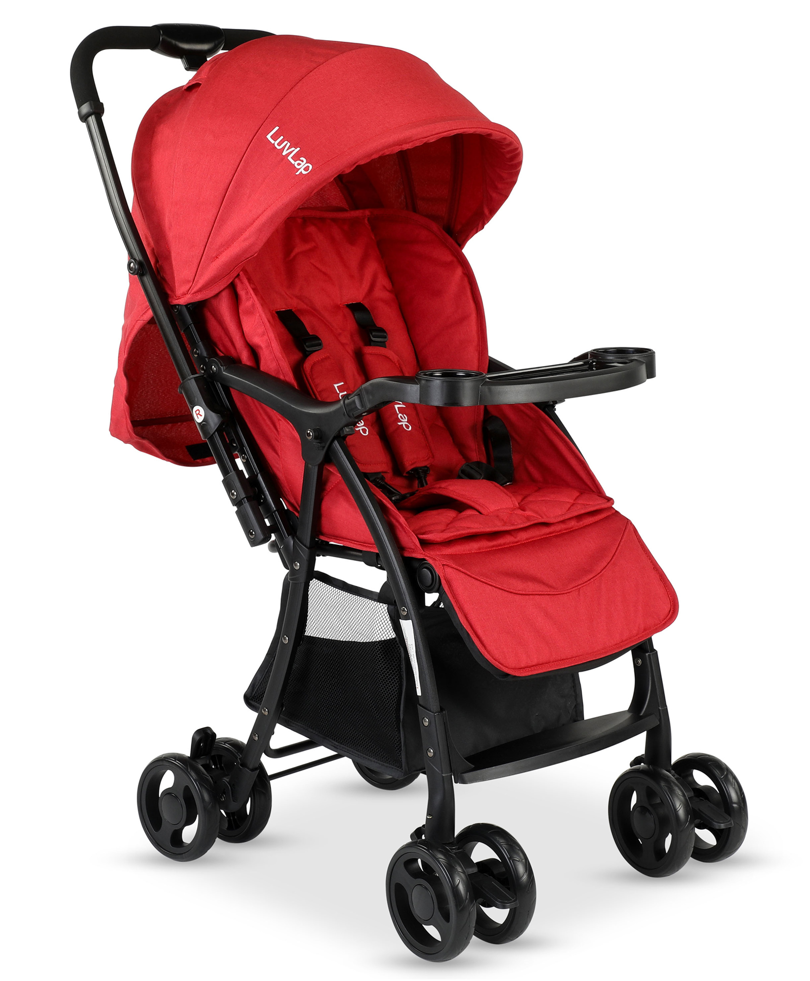 luvlap Luv Lap Spark Compact Plus 5 Point Safety Harness With Adjustable Canopy Stroller - Red-picture-14