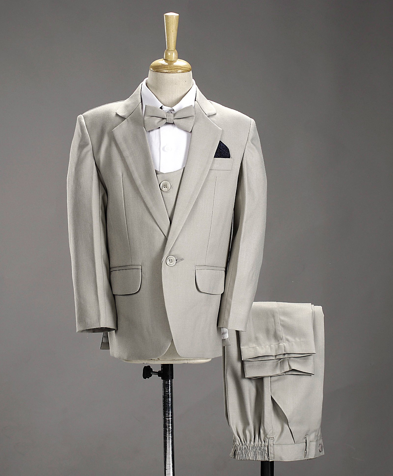 Robo Fry Full Sleeves Party Suit With Waistcoat Solid - Grey-picture-13