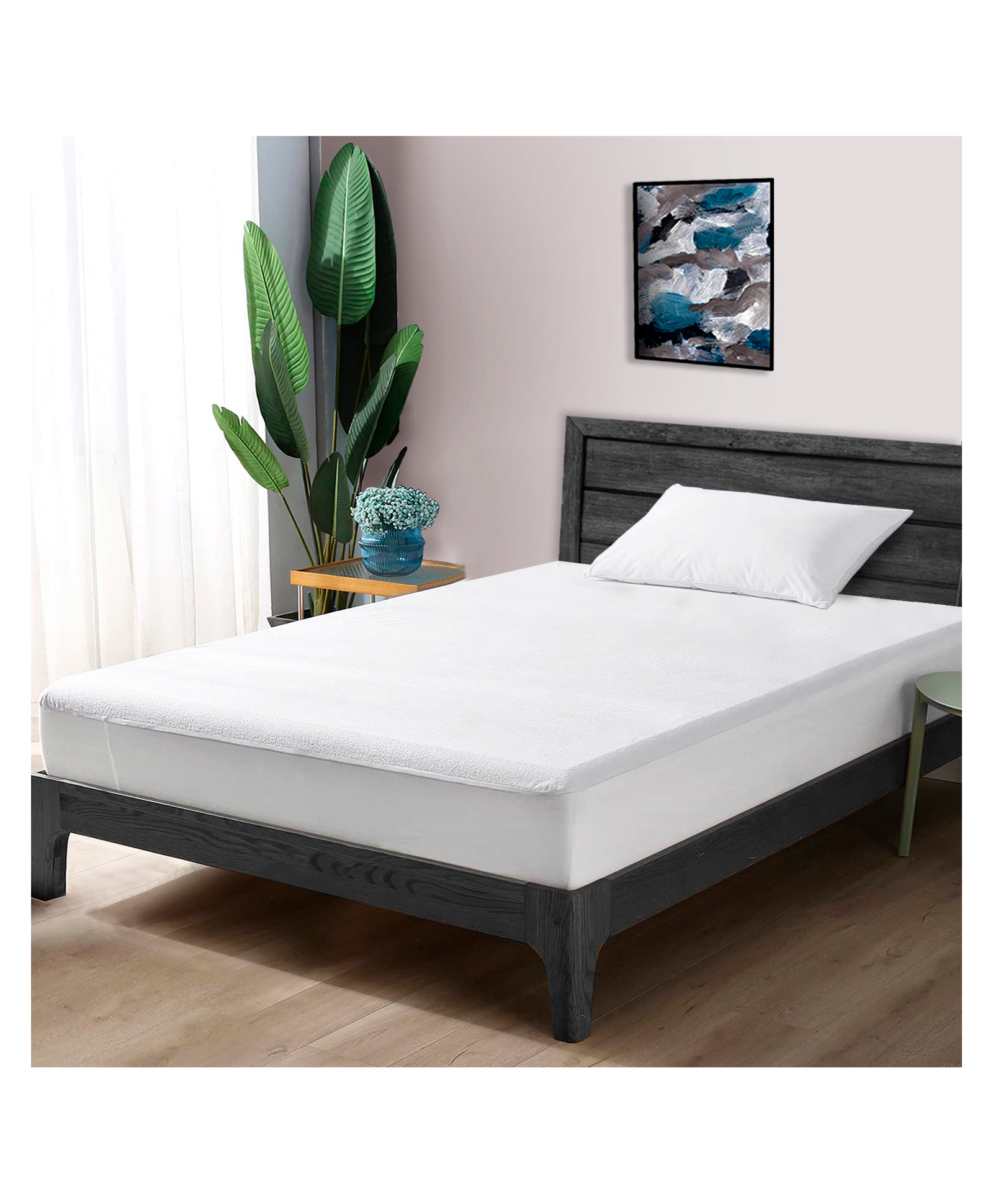 Divine Casa Water Proof Terry Cotton Mattress Protector Noiseless Soft Breathable Fit on Mattress for Pets Kids 3" x 6" - White-picture-24