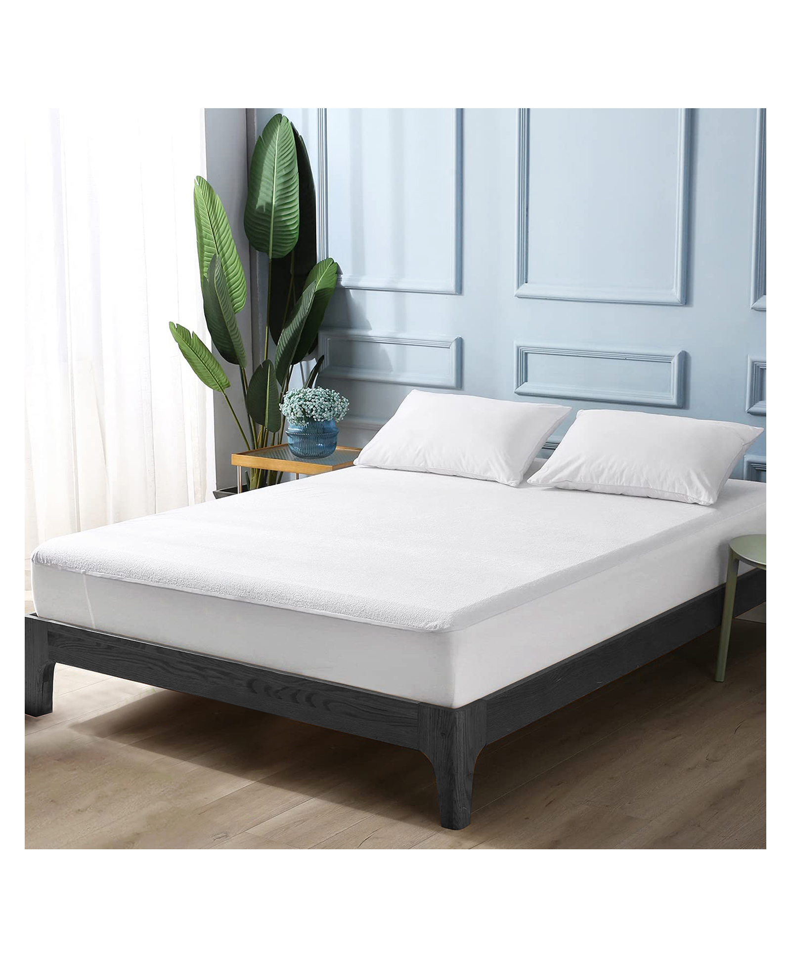 Divine Casa Water Proof Terry Cotton Mattress Protector Noiseless Soft Breathable Fit on Mattress for Pets Kids 5" x 6" - White-picture-14