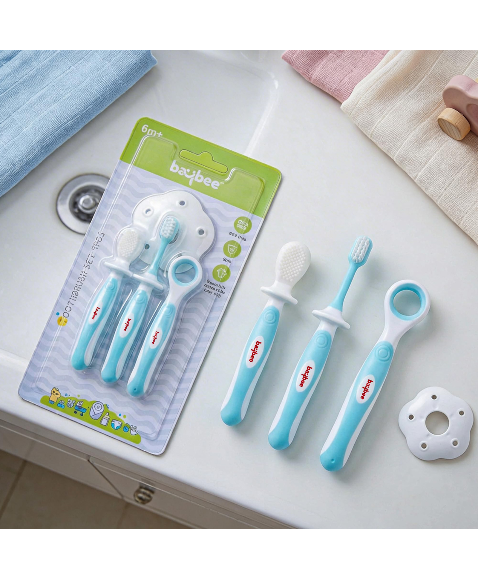Baybee 3 Stage Oral Care Cum Training Toothbrush Set Of 3 - Blue-picture-28