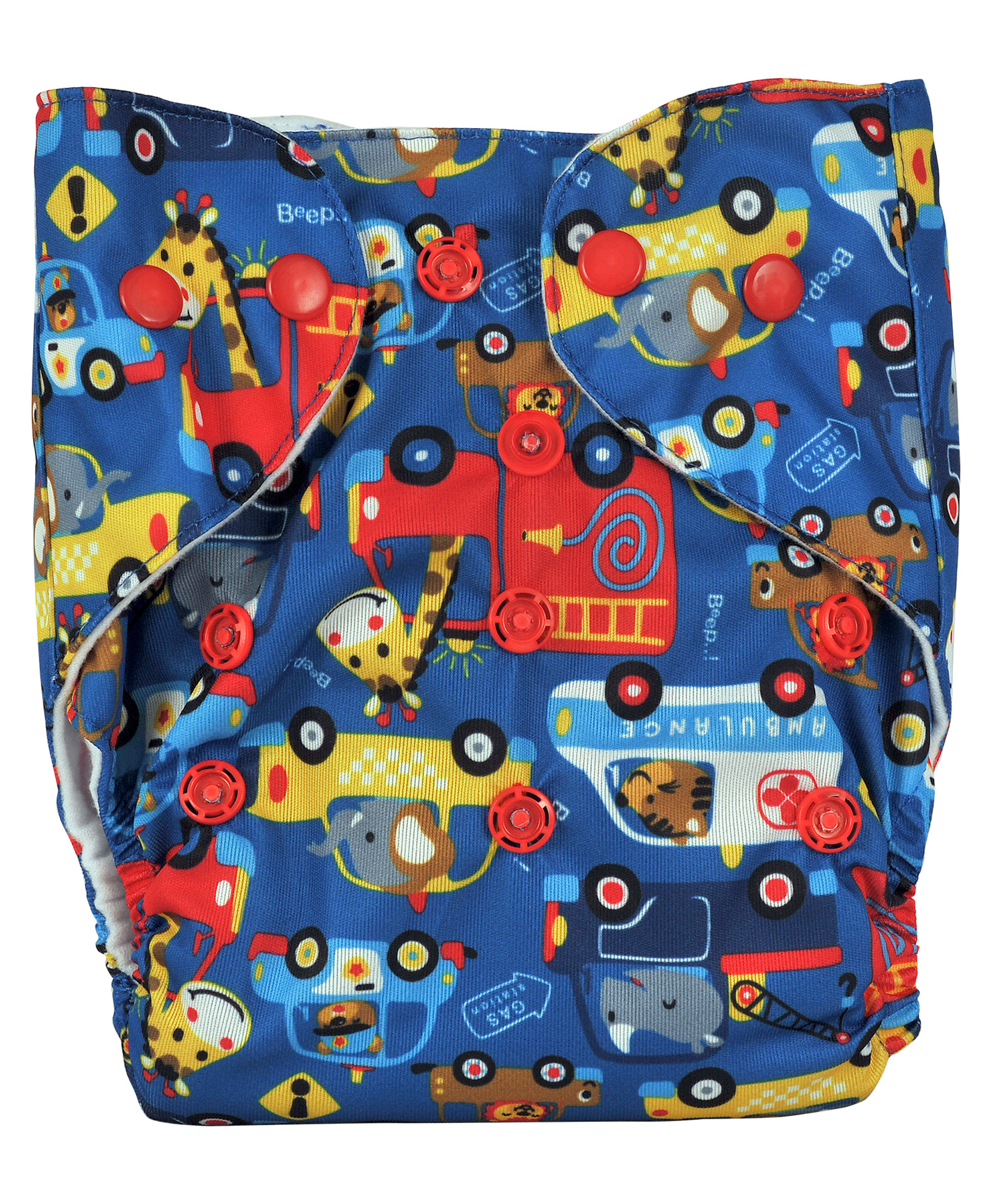 Adore 5 Layered Charcoal Insert Adjustable Cloth Diaper Vehicle Print - Multicolor-image-42