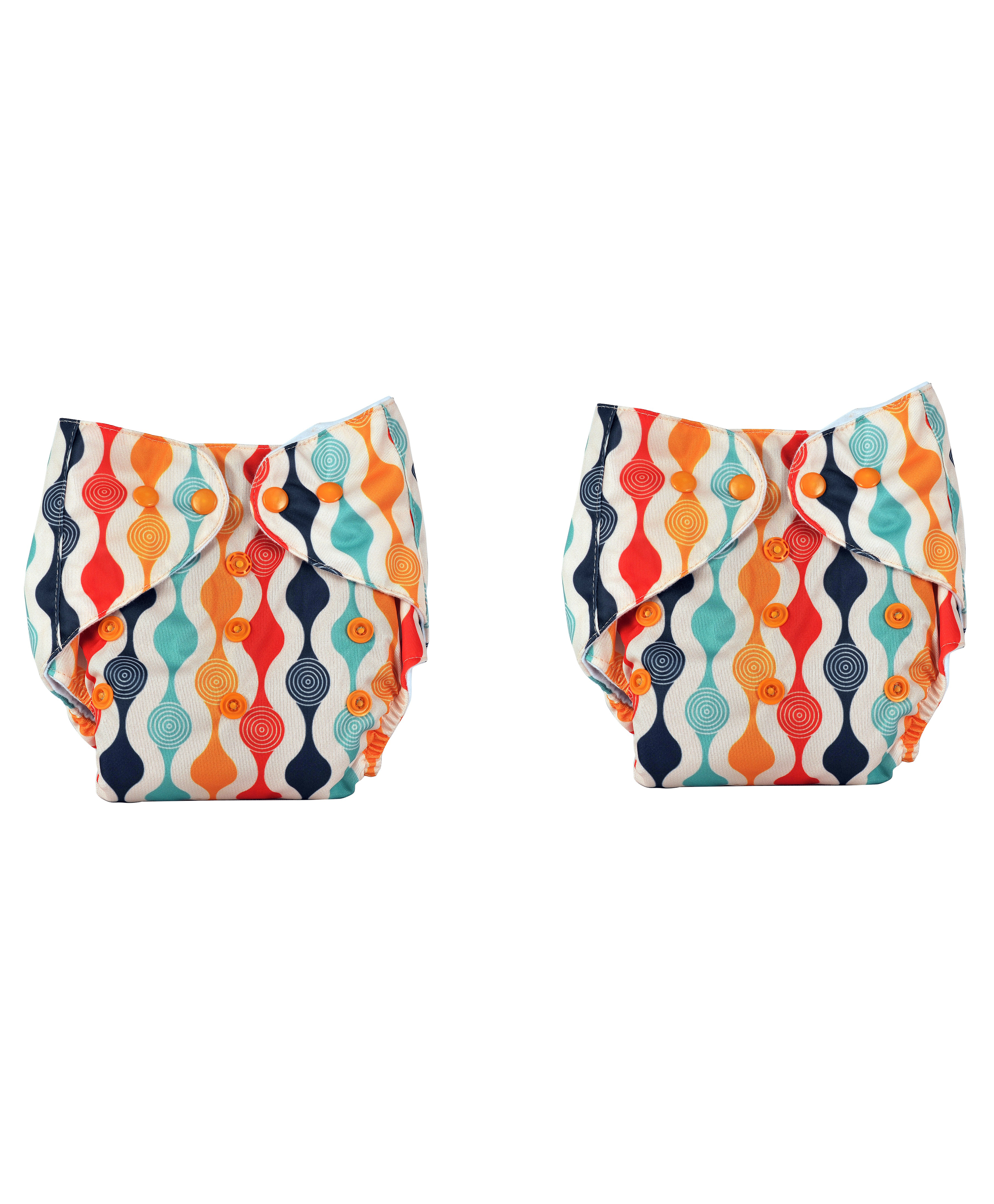 Adore Baby Unisize Adjustable Cloth Diaper with 5 Layer Charcoal Insert Abstract Print Pack of 2 - Multicolour-image-22