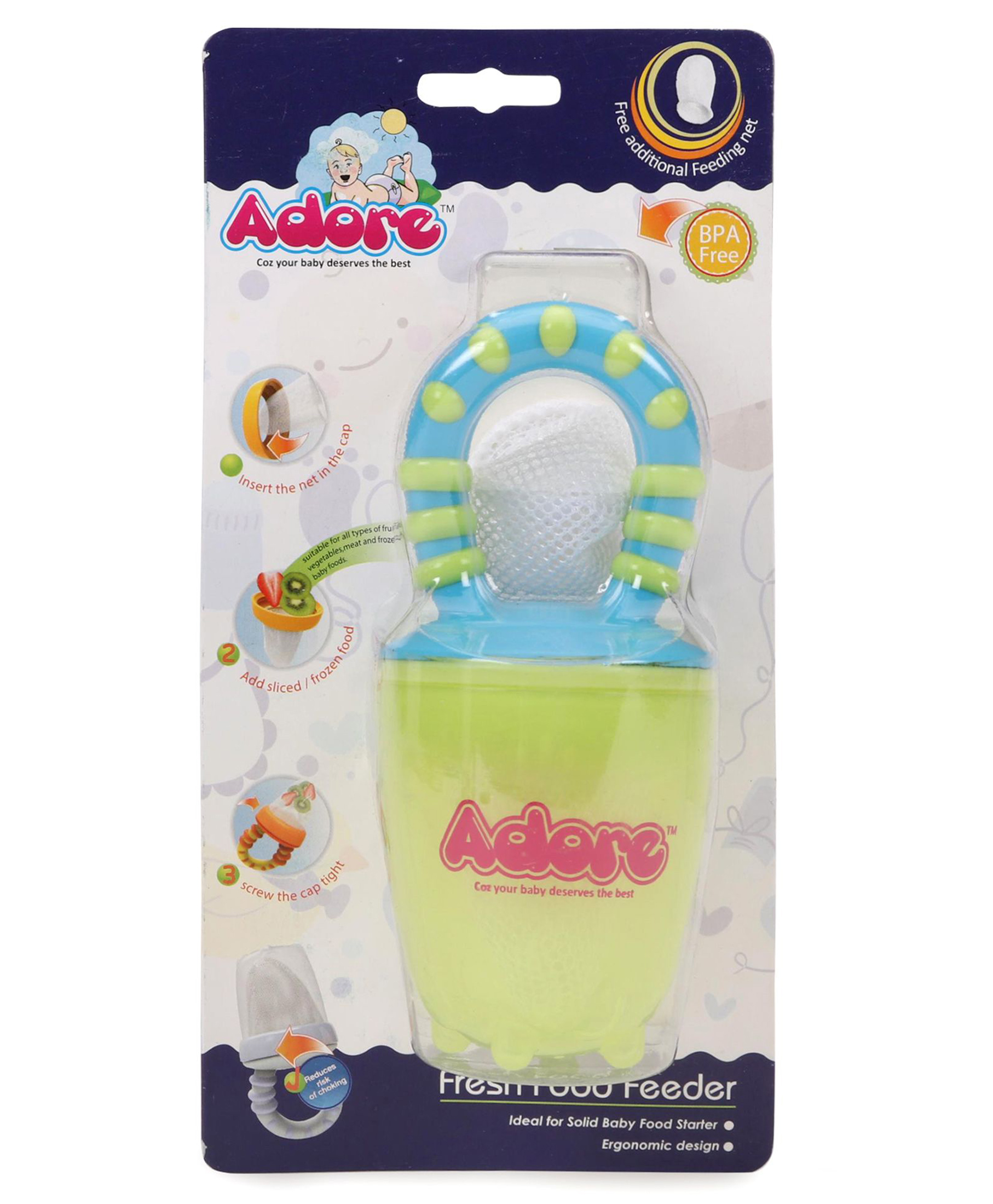 Adore Baby Fresh Food Feeder with Mesh and Dust Free Cap- Blue-image-29