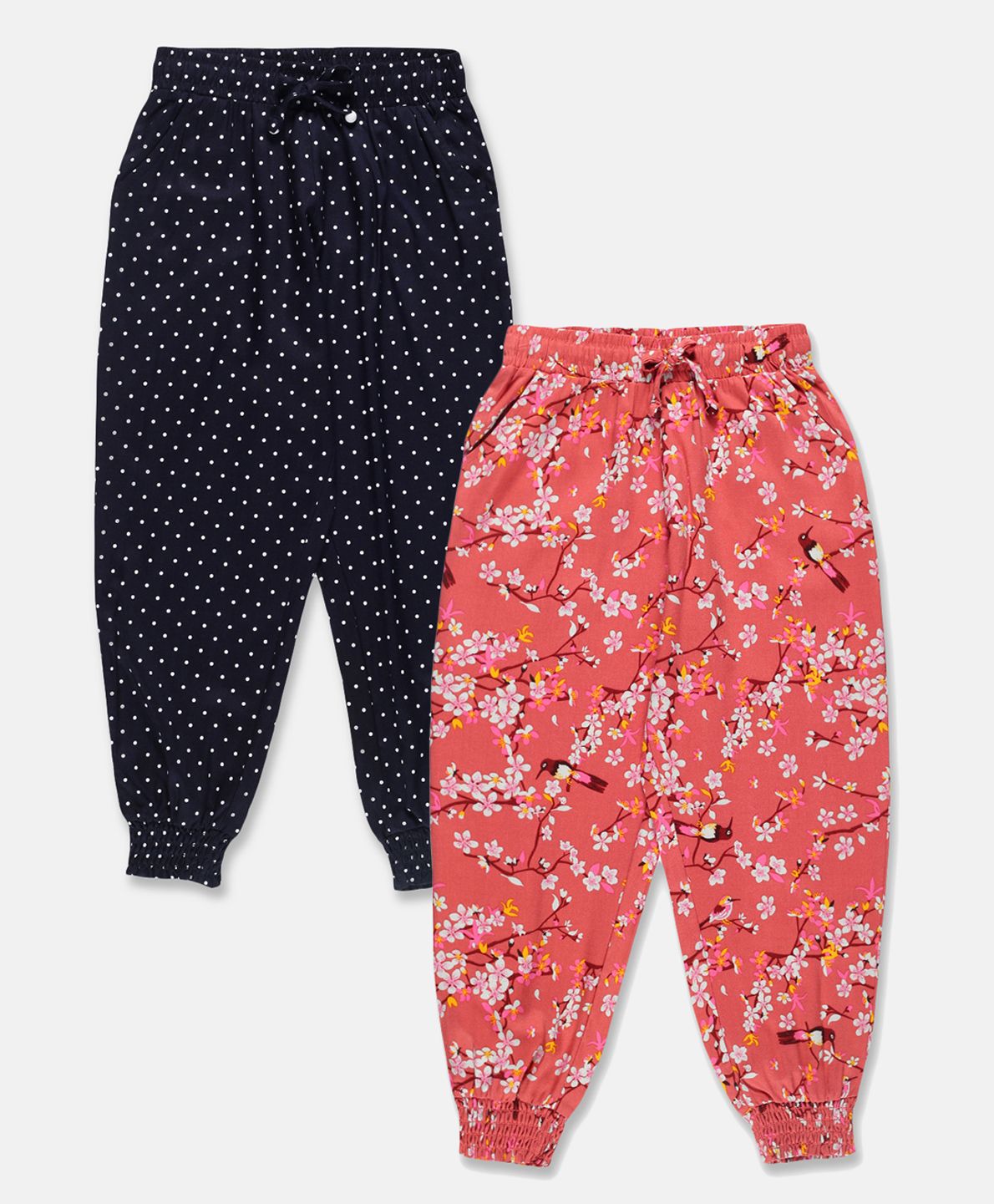 Plum Tree Relax Fit Floral & Polka Dots Printed Harem PantsPack Of Two - BlackCoral-picture-34