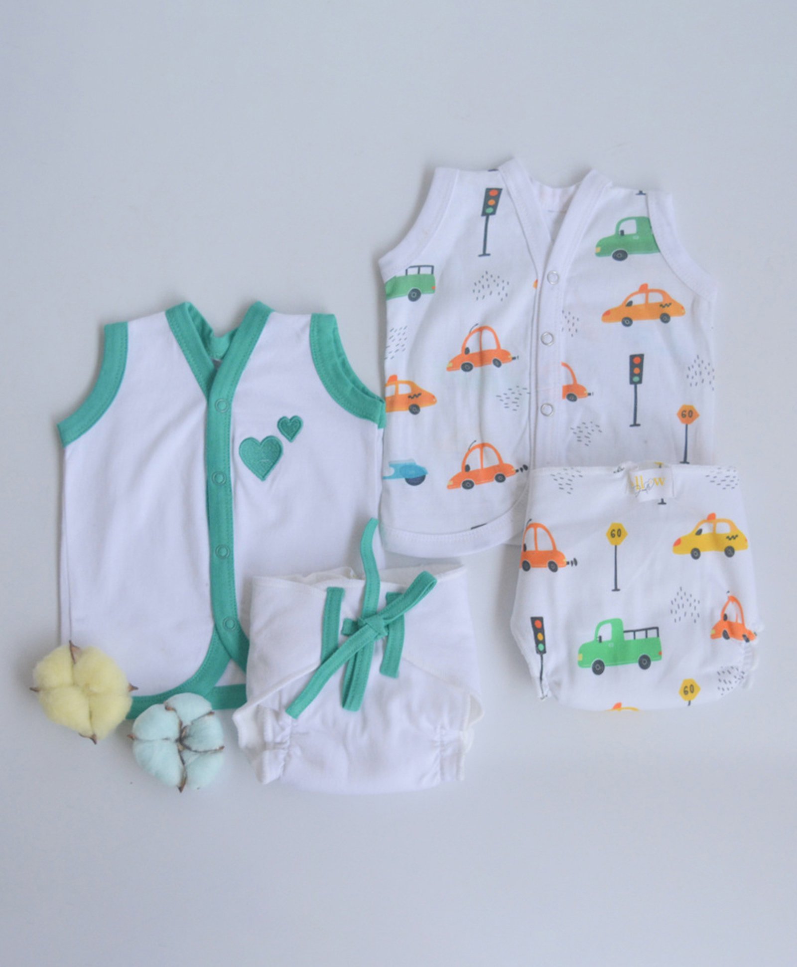 Yellow Doodle 100% Organic Cotton Sleeveless Vest And Cloth Nappy Green Hearts Everyday Essentials Babywear Pack Of 2 Large - Green-image-9