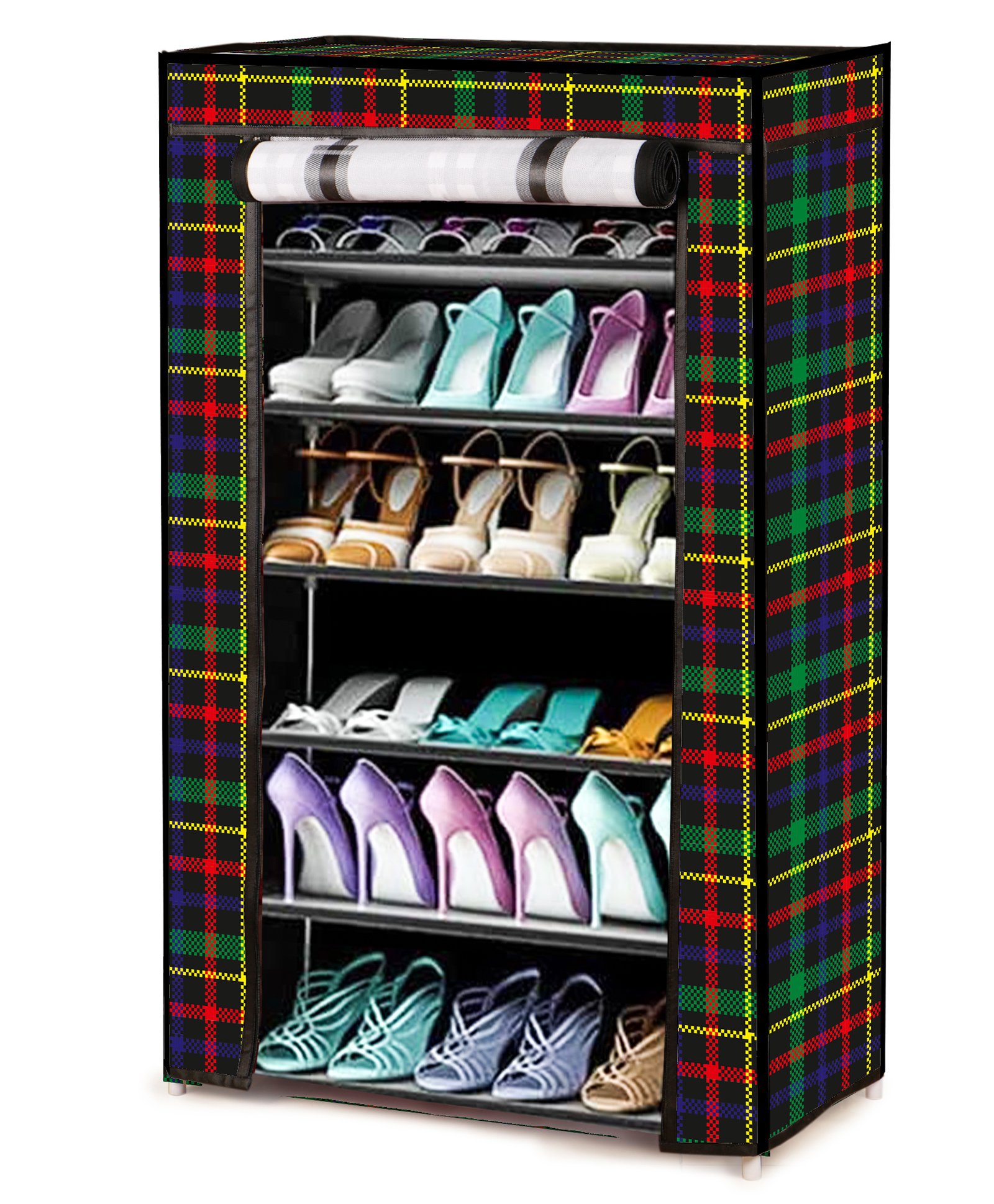 Fiddlerz Dappled Pattern Multipurpose ShoeRack with 6 Shelves - Multicolour-image-0