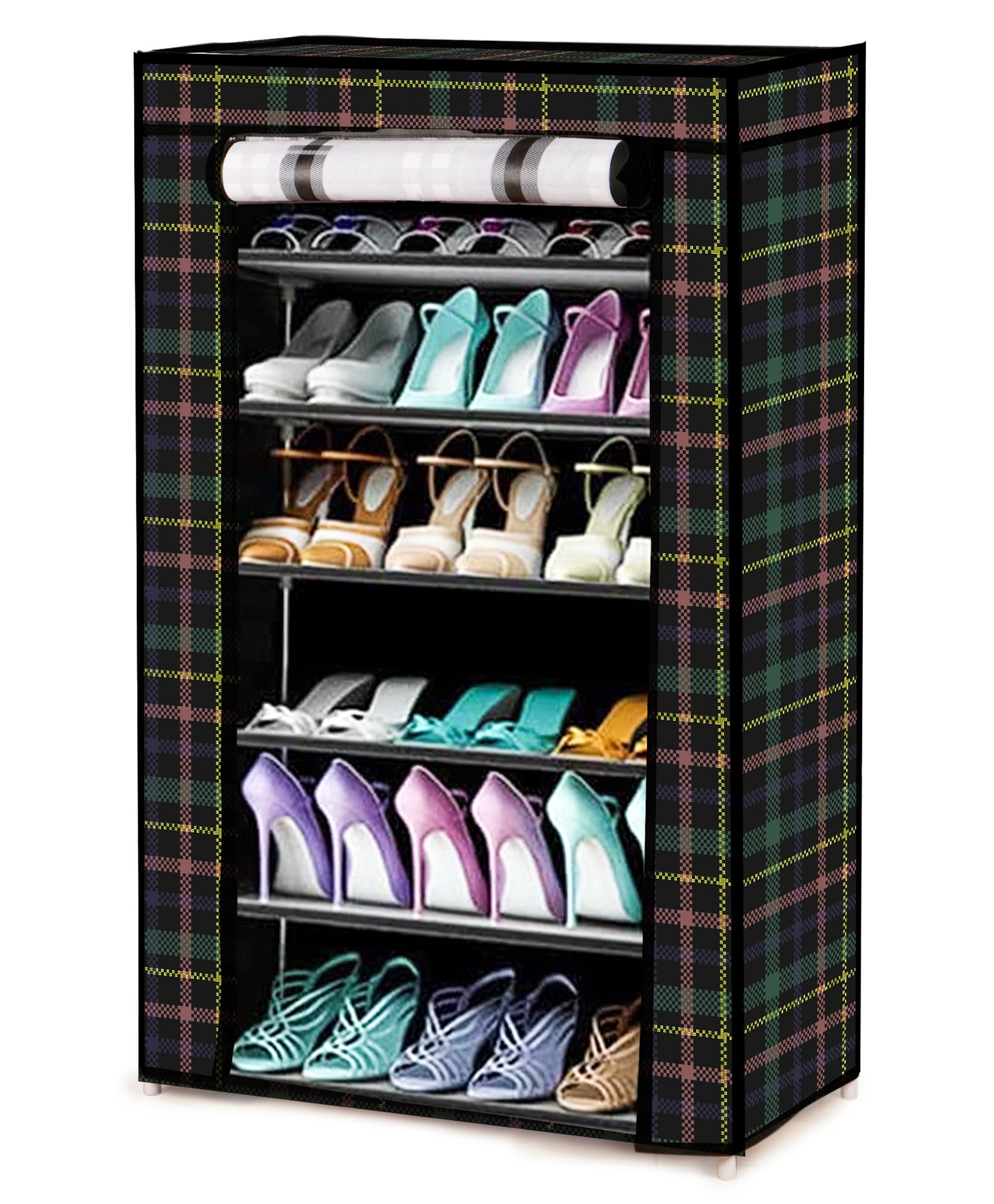 Fiddlerz Marbled Pattern Multipurpose ShoeRack with 6 Shelves - Multicolour-image-37