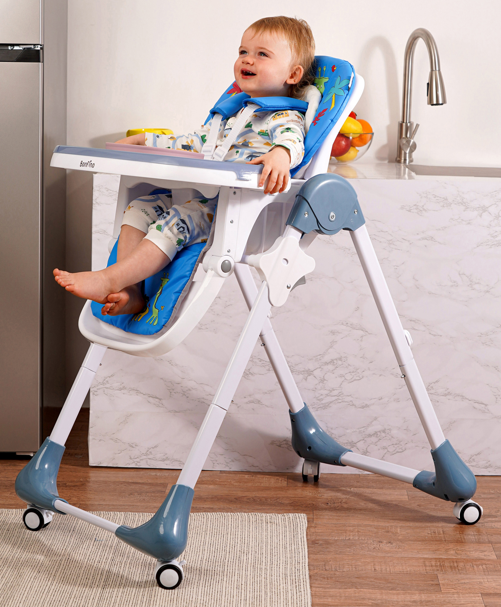 Bonfino Gourmet High Chair With 7 Level Height Adjustment - Blue-image-6
