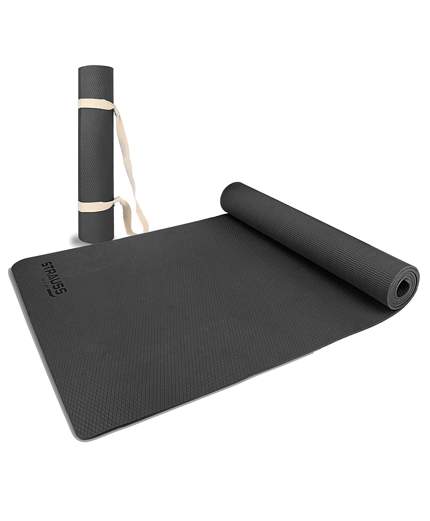 Strauss Anti Skid EVA Yoga Mat with Carry Strap 4 mm - Black-picture-20