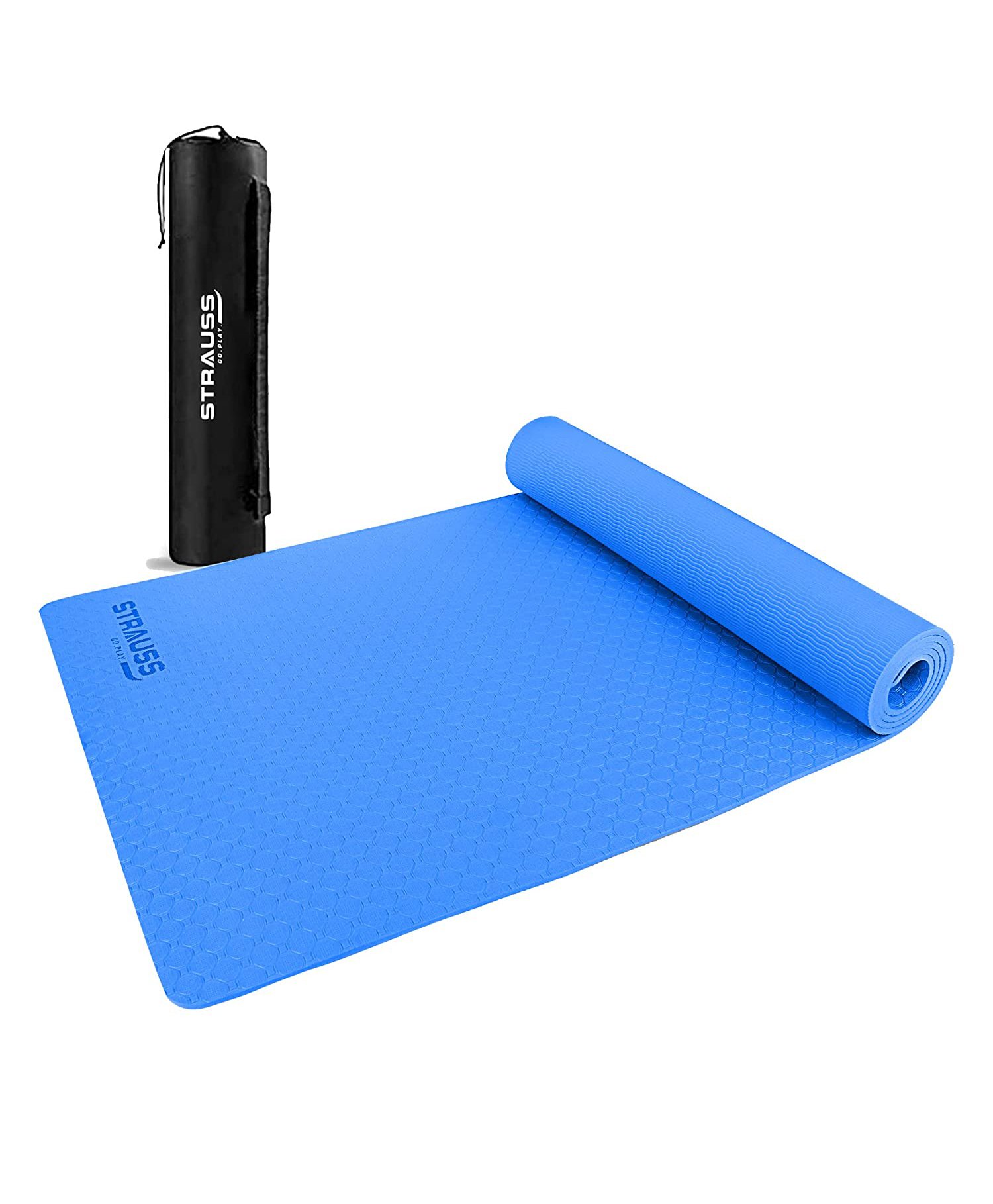 Strauss Anti Skid TPE Yoga Mat With Carry Bag 6 mm - Sky Blue-picture-29