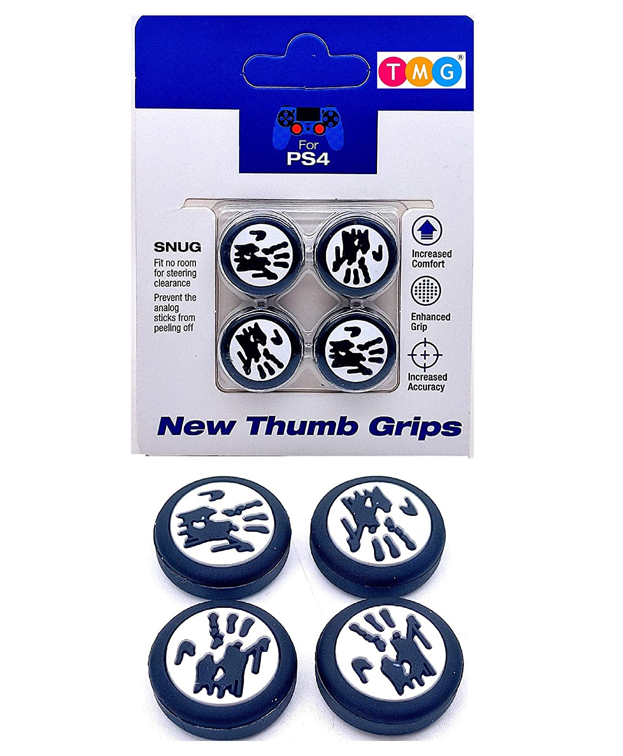TMG Designer Series Thumb Grip Anti-Slip Silicone Cap Cover for PS4 Controller - Black White-picture-17