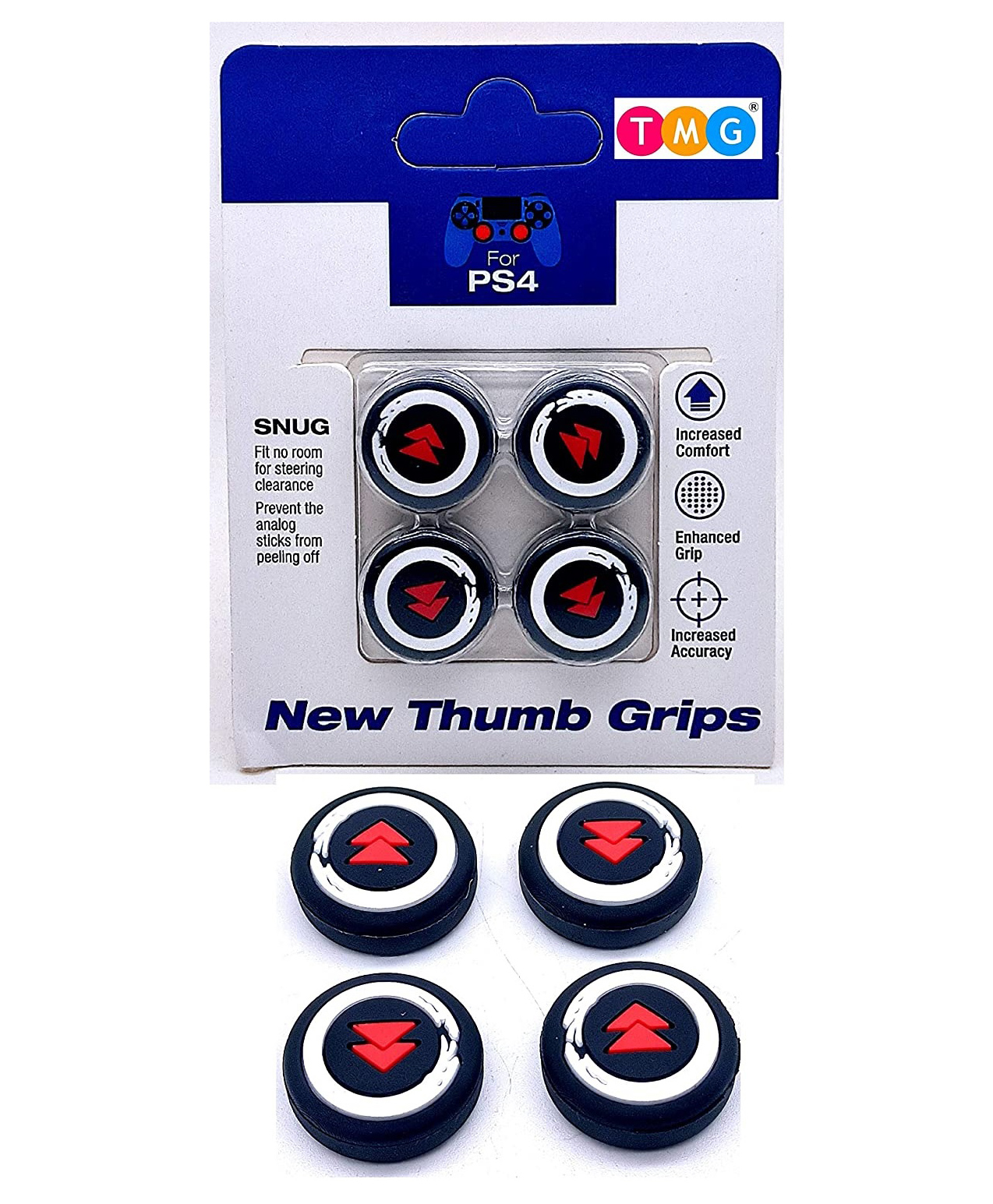 TMG Designer Series Thumb Grip Anti-Slip Silicone Cap Cover for PS4 Controller Pack of 4 - Black Red-picture-16