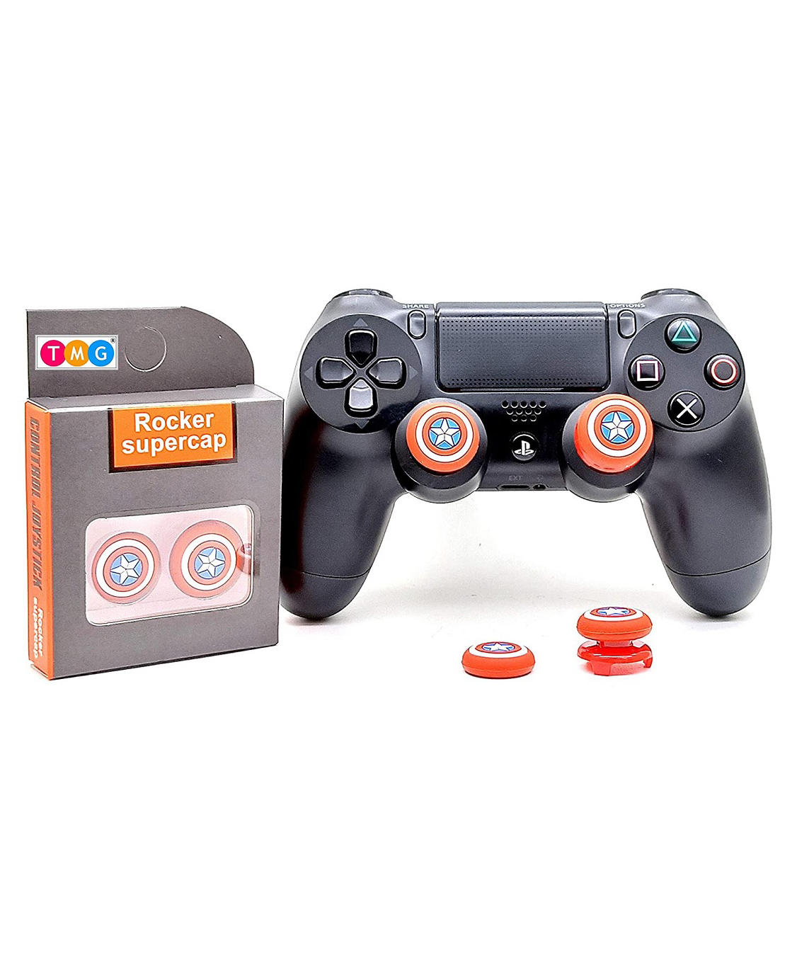 TMG Captan America Theme Analog Controller Thumbgrips Rocker Supercap FPS Extenders Control Joystick Cap Thumb Grips for PS4 - Red-image-37