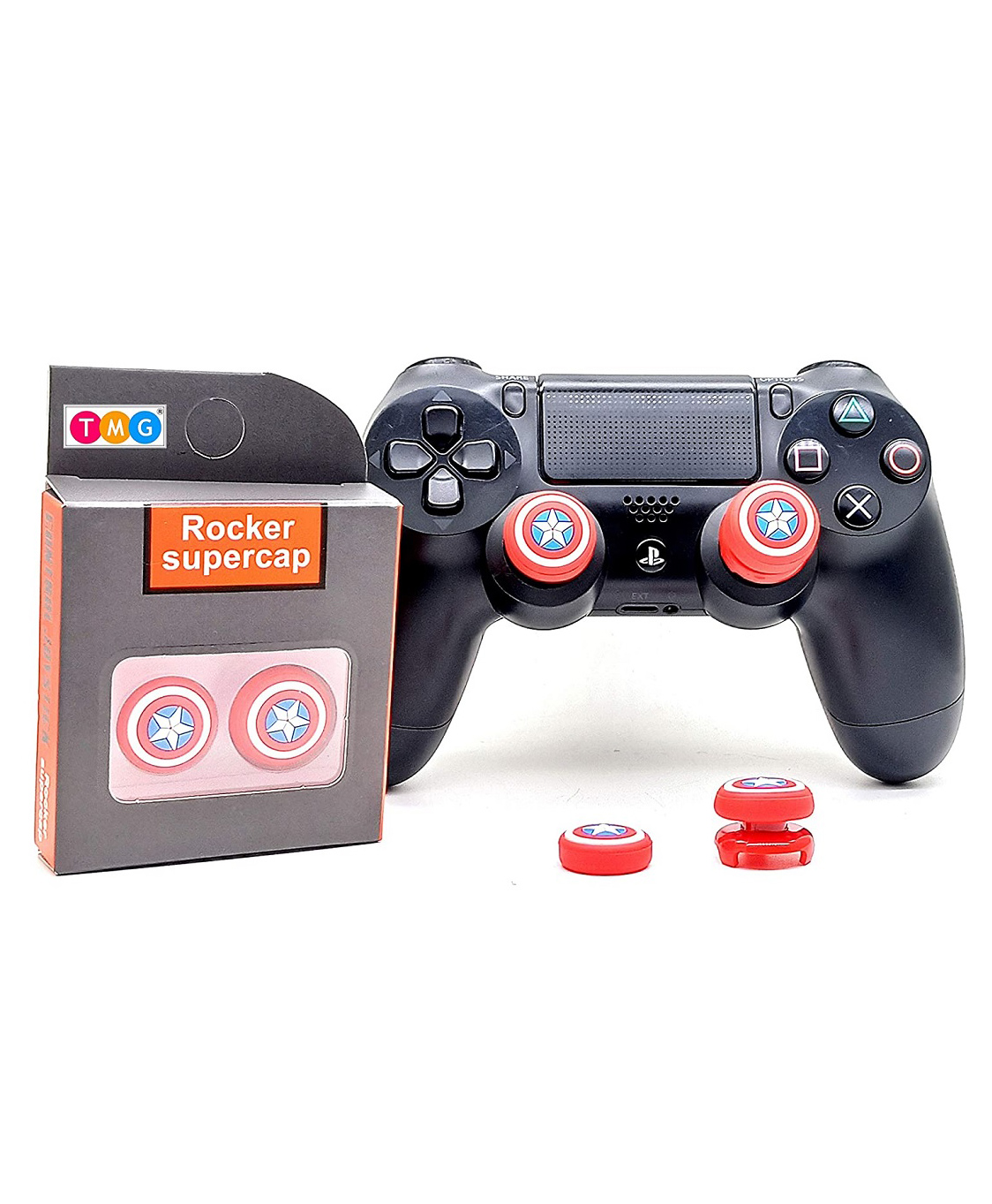 TMG Captan America Theme Analog Controller Thumbgrips Rocker Supercap FPS Extenders Control Joystick Cap Thumb Grips for PS4 - Dark Red-image-21