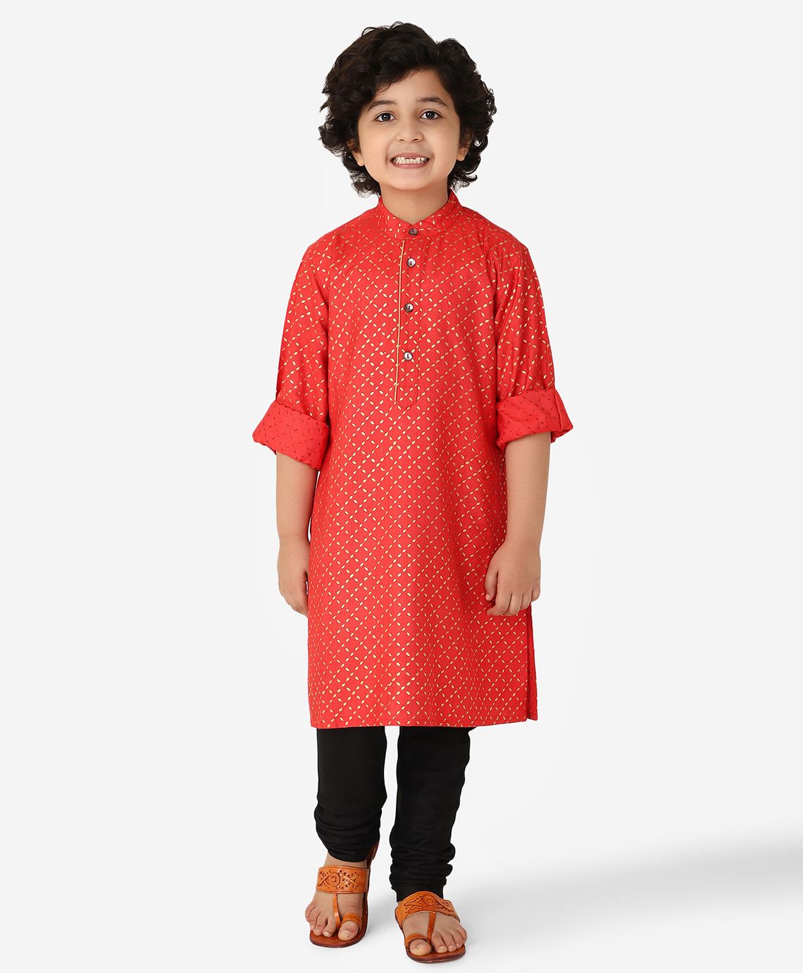 Viscose Tussar Slim Fit Kurta - Red 