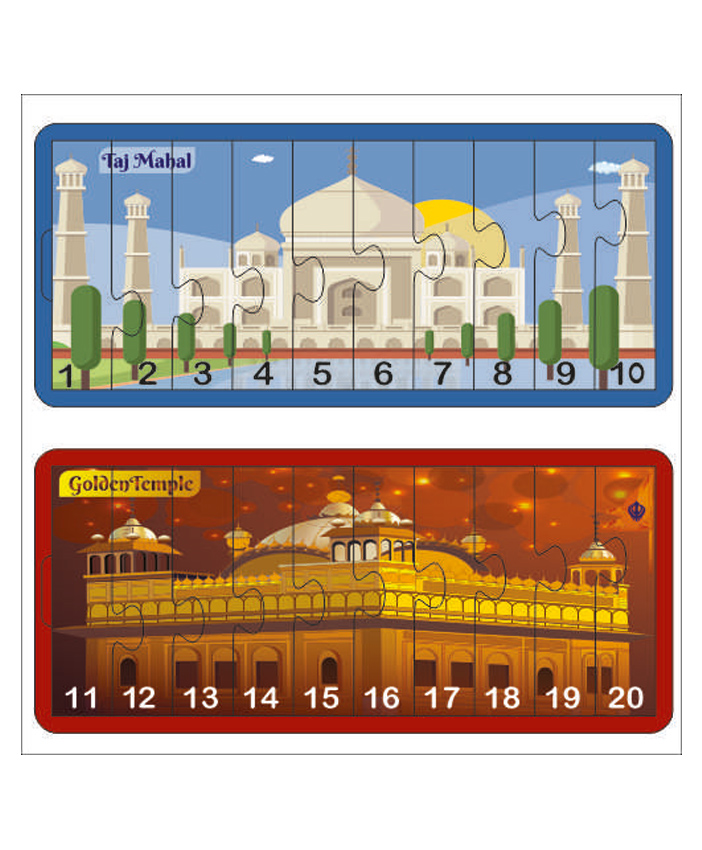 Wissen 1-20 Numbers Monument Jigsaw Puzzle Pack of 2 Multicolour - 20 Pieces-image-14