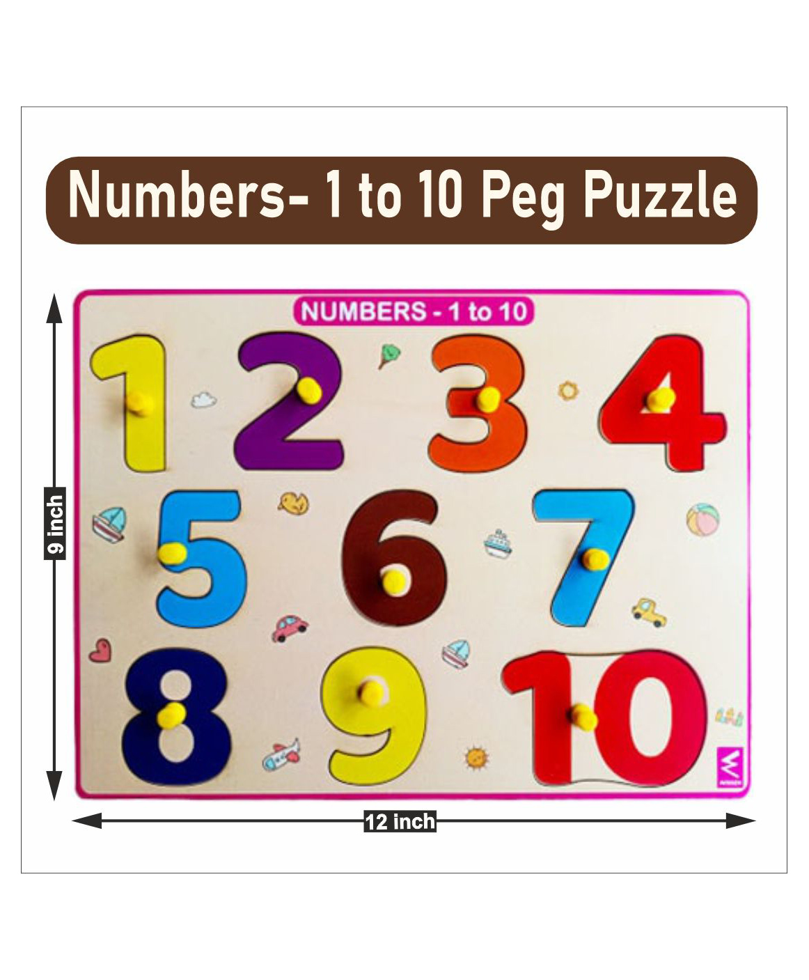 Wissen 1-10 Peg Board Puzzle With Counting Inside Tray Multicolour - 11 Pieces-picture-27