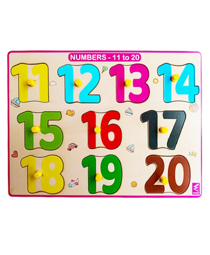 WISSEN Numbers 11 to 20 Peg Board Puzzle With Counting Inside Tray Multicolour - 10 Pieces-image-9