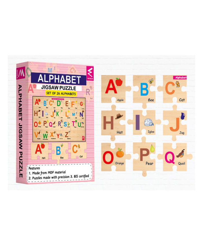 WISSEN Alphabet Jigsaw Puzzle Multicolour - 26 Pieces-image-8