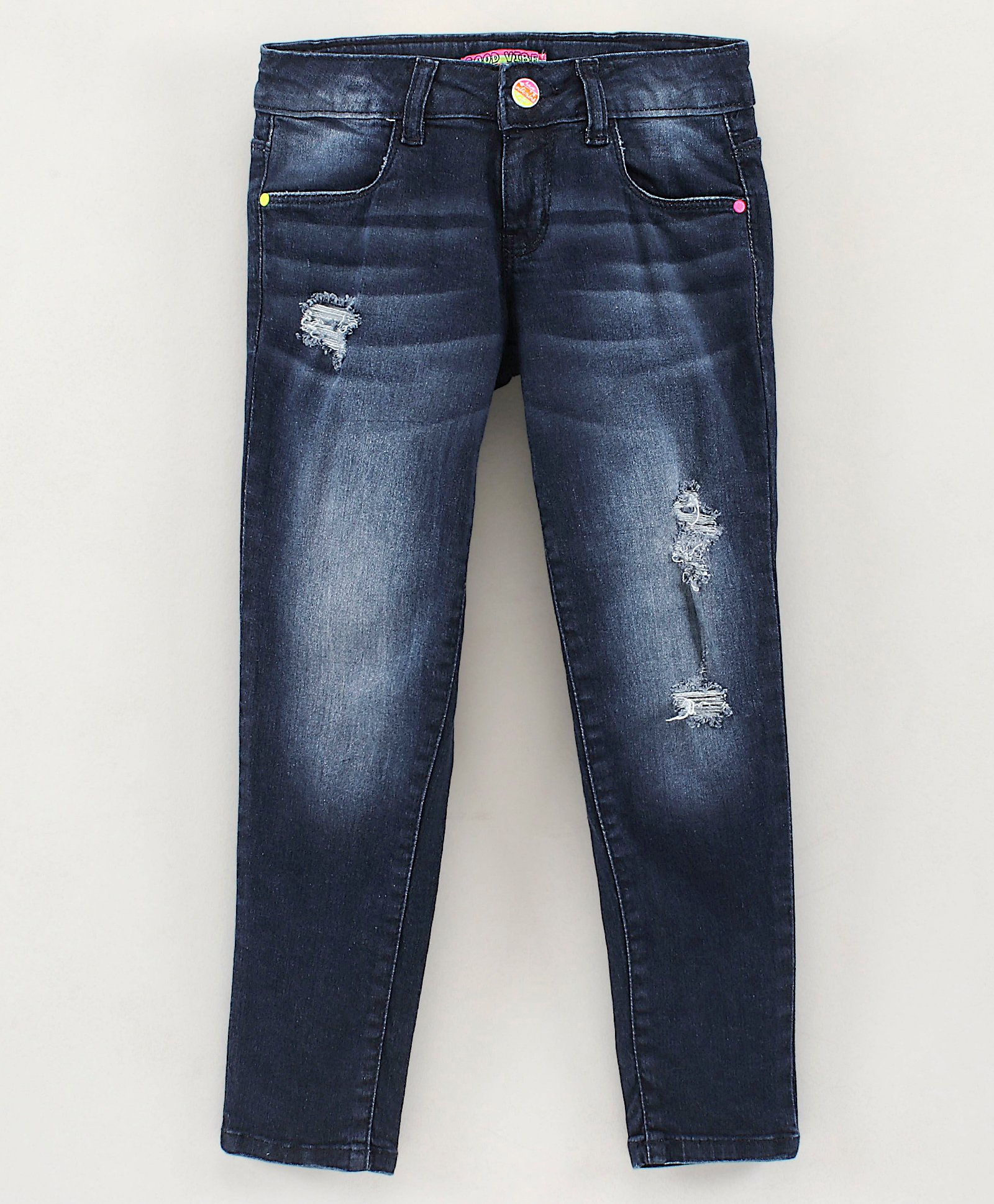 Vitamins Ankle Length Washed Denim Jeans - Blue-picture-11