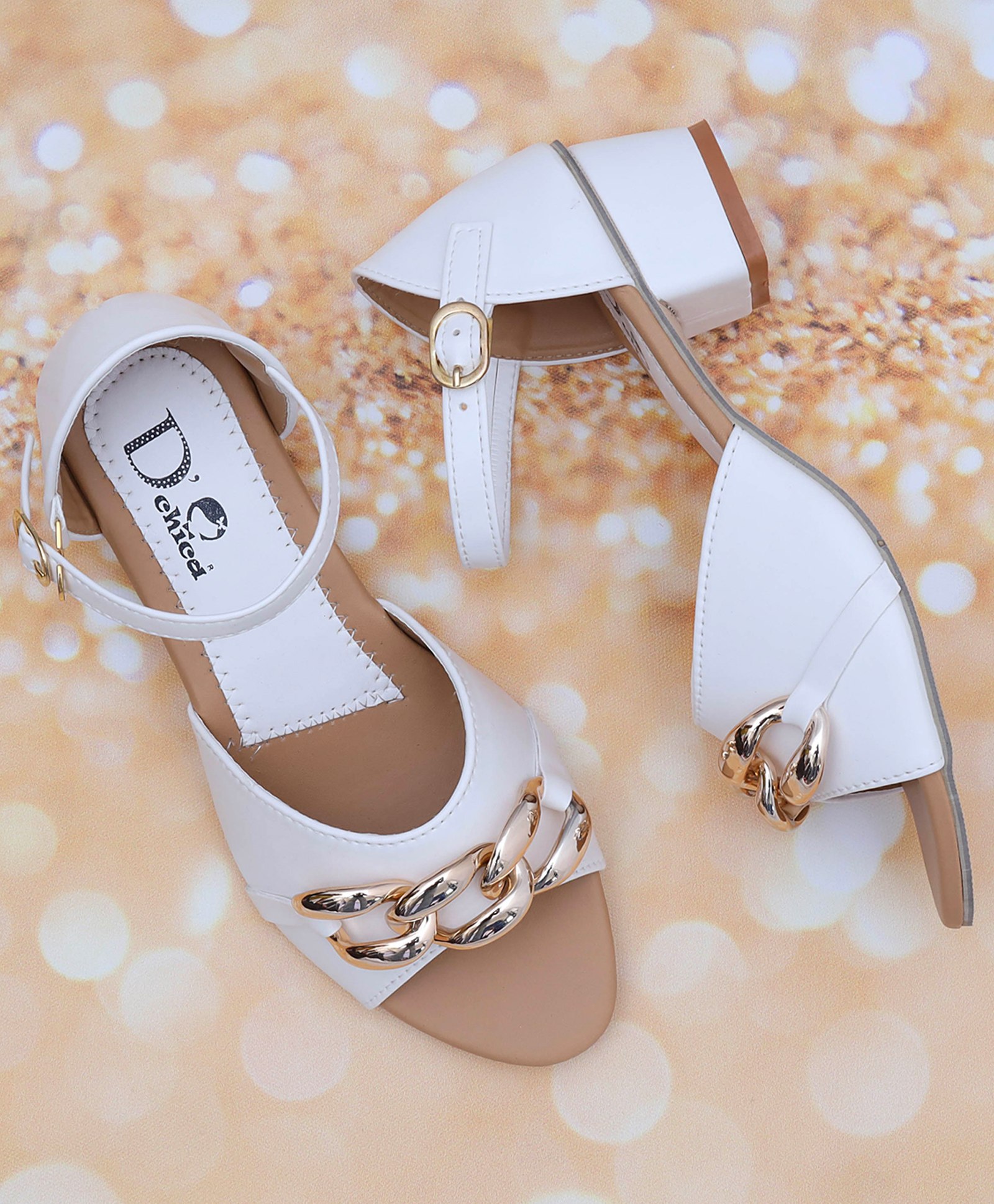 Buy D'chica Golden Chain Embellished Party Sandals - White for Girls (11-12  Years) Online, Shop at FirstCry.com - 11015544