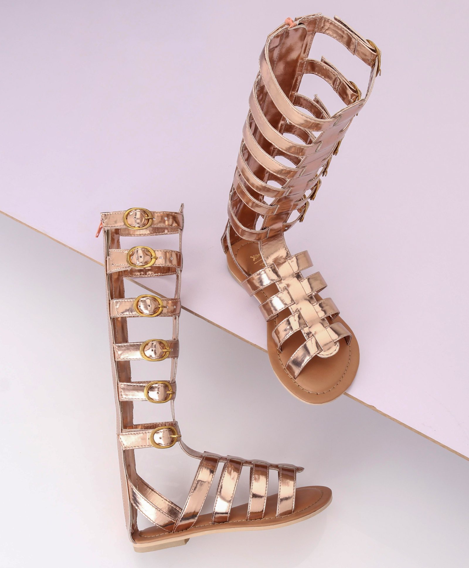 Pine Kids Gladiator Roman Sandals - Rose Gold-image-7