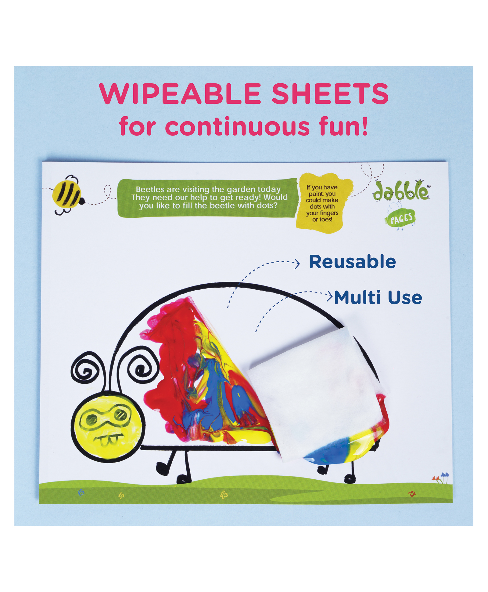 Dabble Reusable colouring sheets for kids - 20 sheets