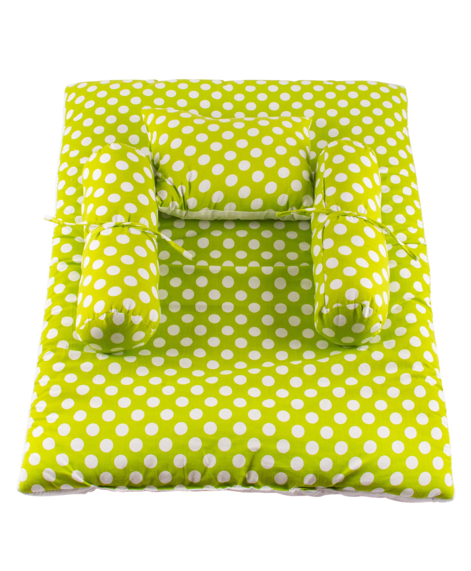 Mittenbooty Baby Bolster Bed Set Polka Dots Print-Green-image-27