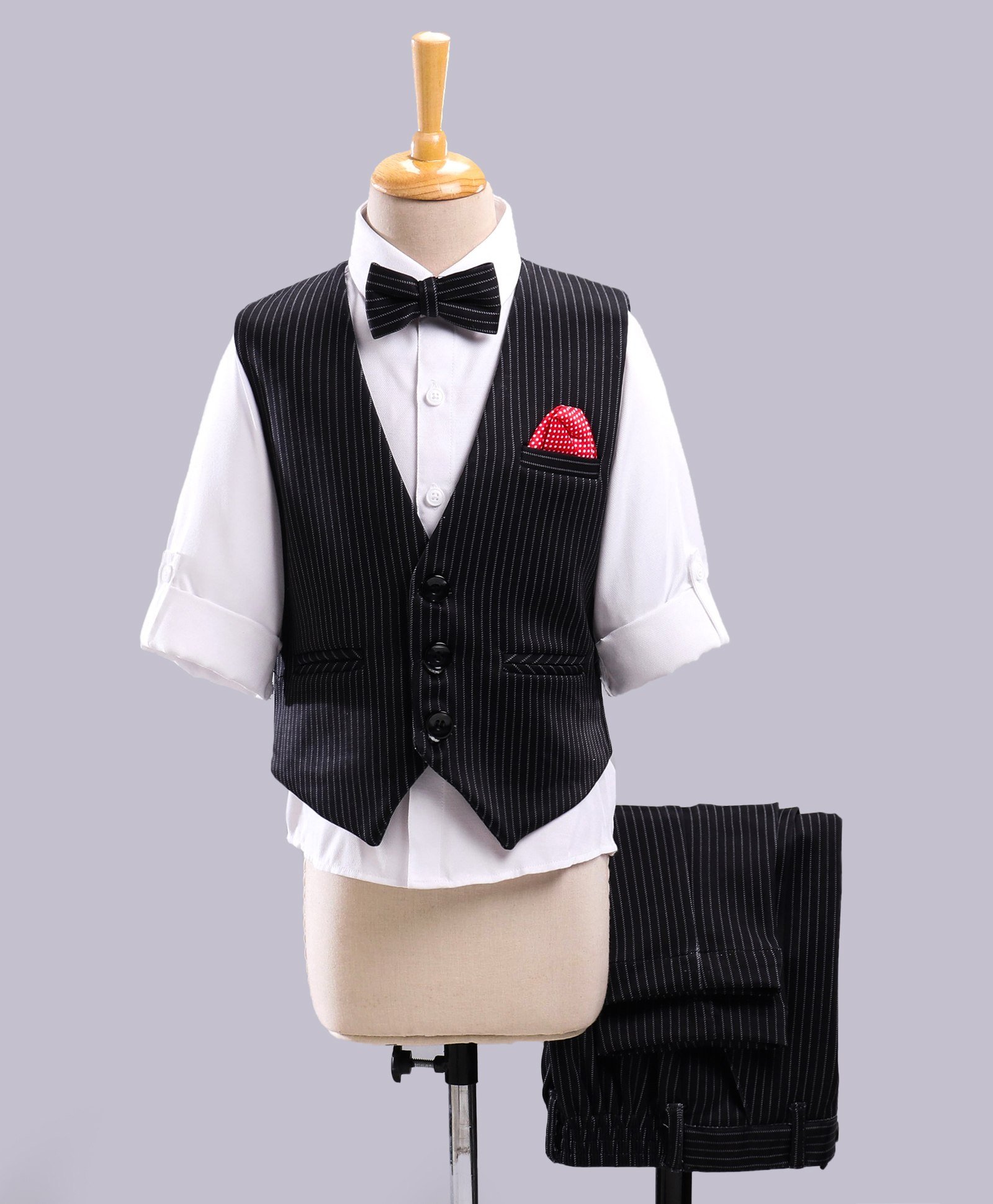 Robo Fry Full Sleeves Stripe Party Suit - Black-picture-20