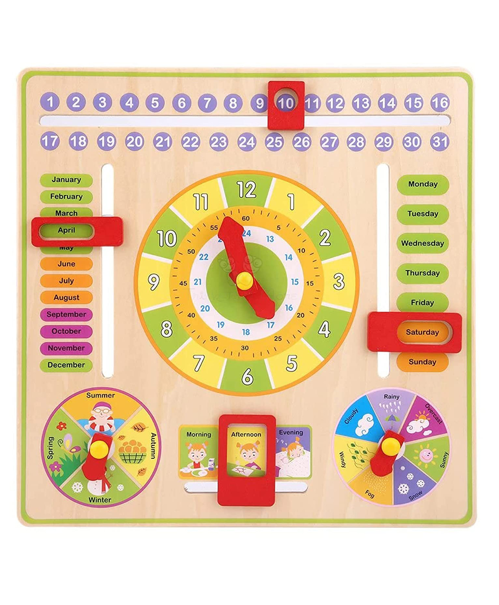 Trinkets & More Wooden Calendar Clock with Slider Board Game - Multicolour-image-26