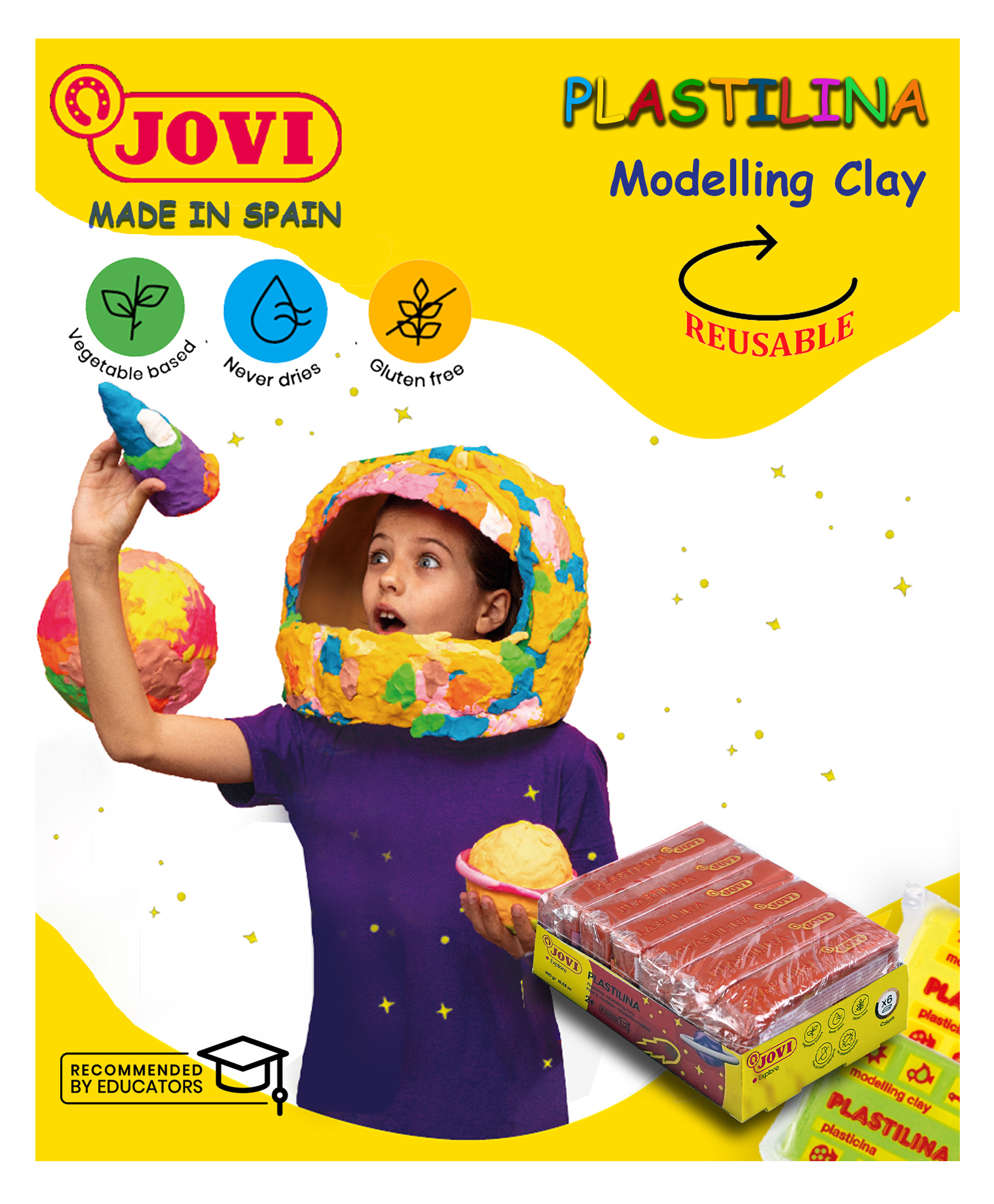 JOVI Plastilina Non Drying Modelling Clay Pack Of 6 Bars Brown - 50 gm each-picture-10