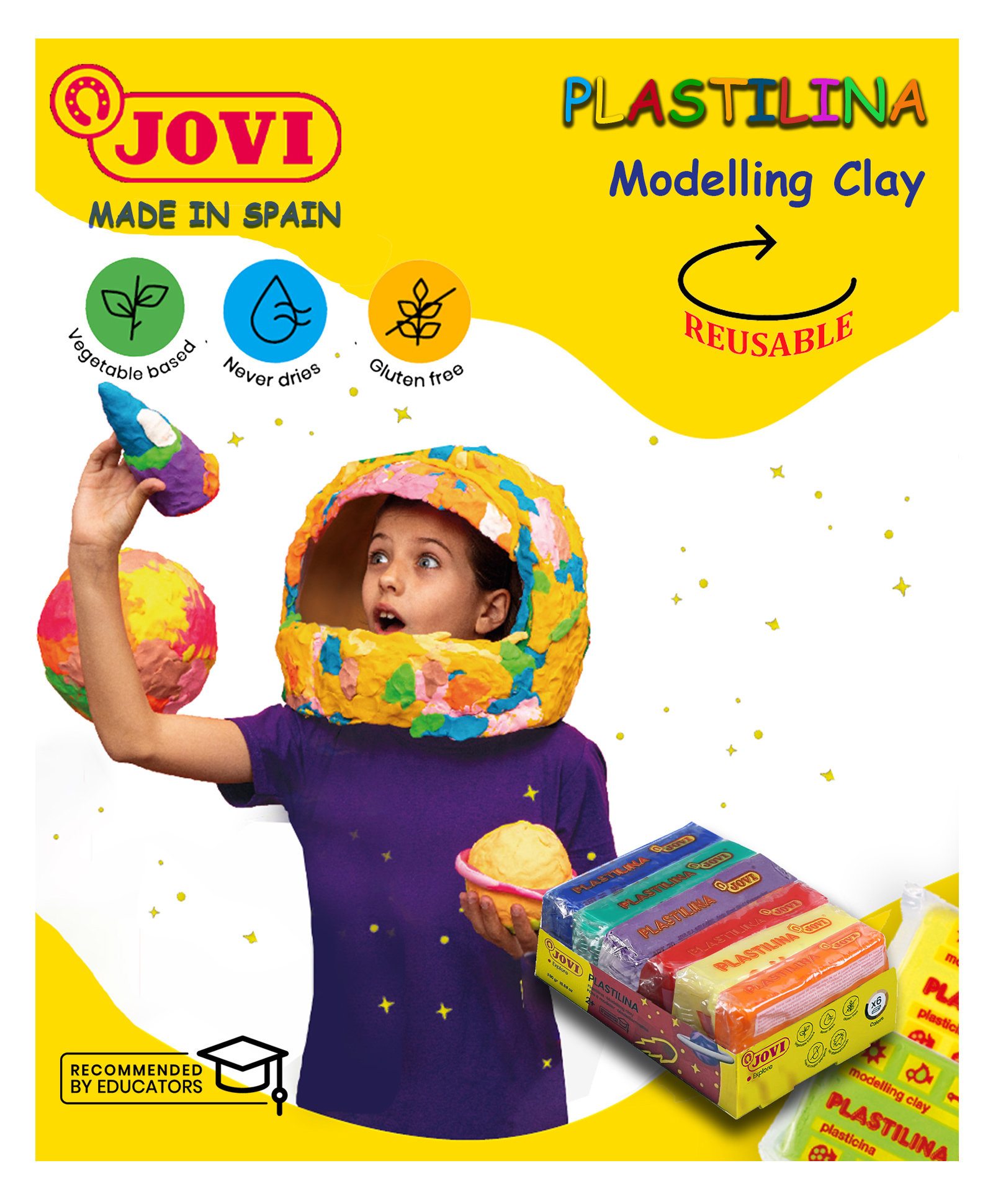 JOVI Plastilina Non Drying Modelling Clay Pack Of 6 Bars Multicolour - 50 gm each-picture-13
