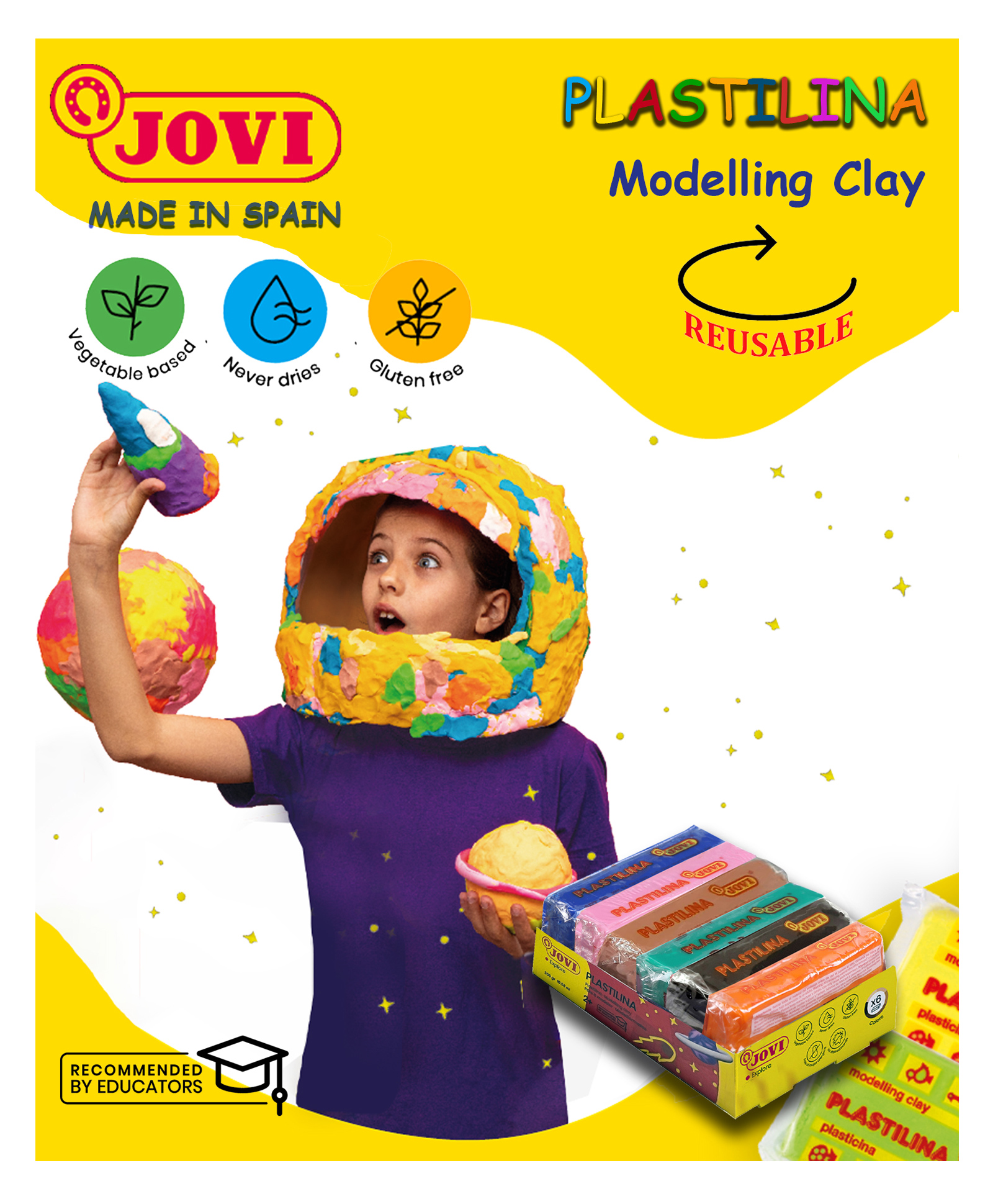 JOVI Plastilina Non Drying Modelling Clay Pack Of 6 Bars Multicolour - 50 gm each-picture-22