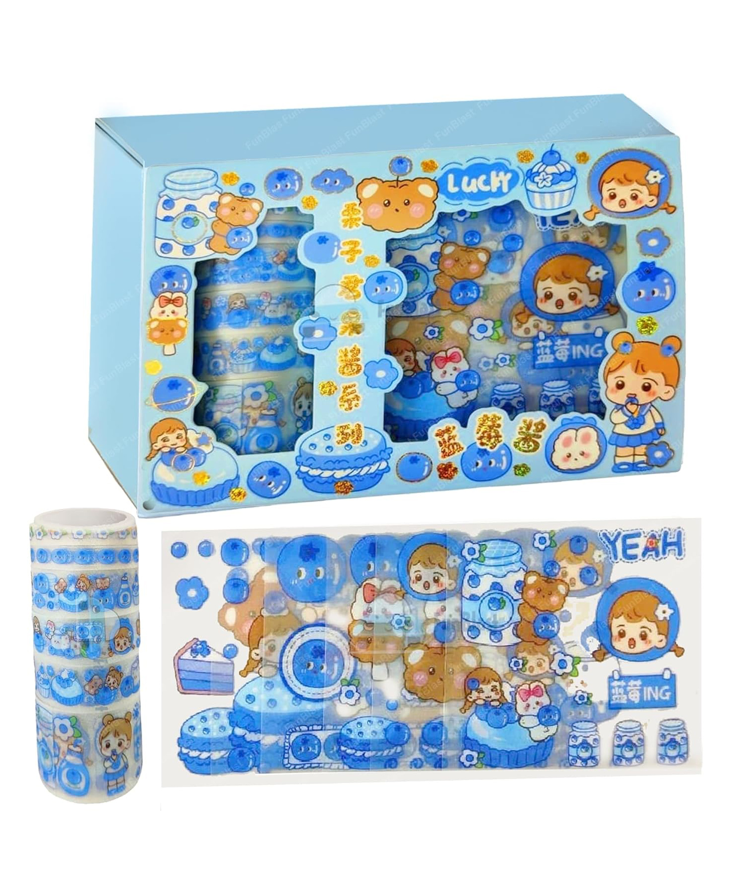 FunBlast Decorative Washi Tape and Sticker Set - Random Design and Color-image-44