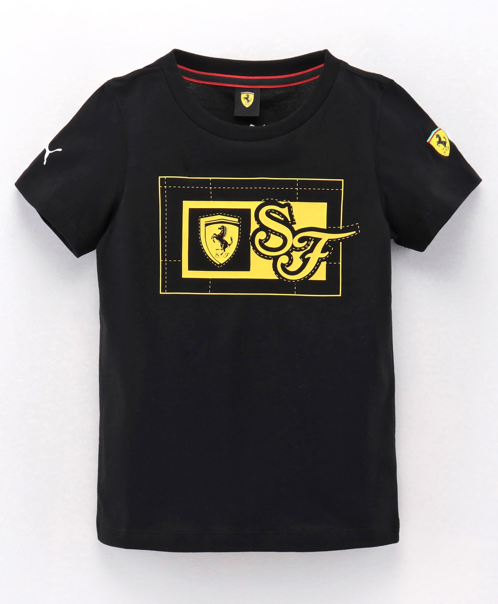 Puma Half Sleeves Cotton Ferrari Race Kids Graphic Tee - Balck-picture-13